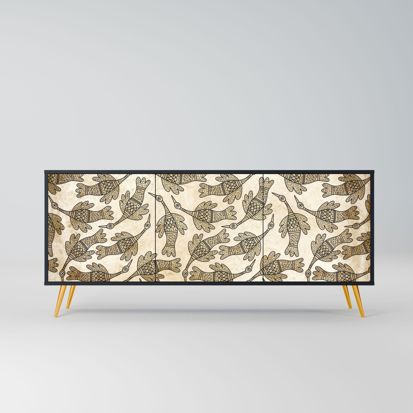 ALMONDINE SONGBIRD 3-Door Sideboard in Black Finish