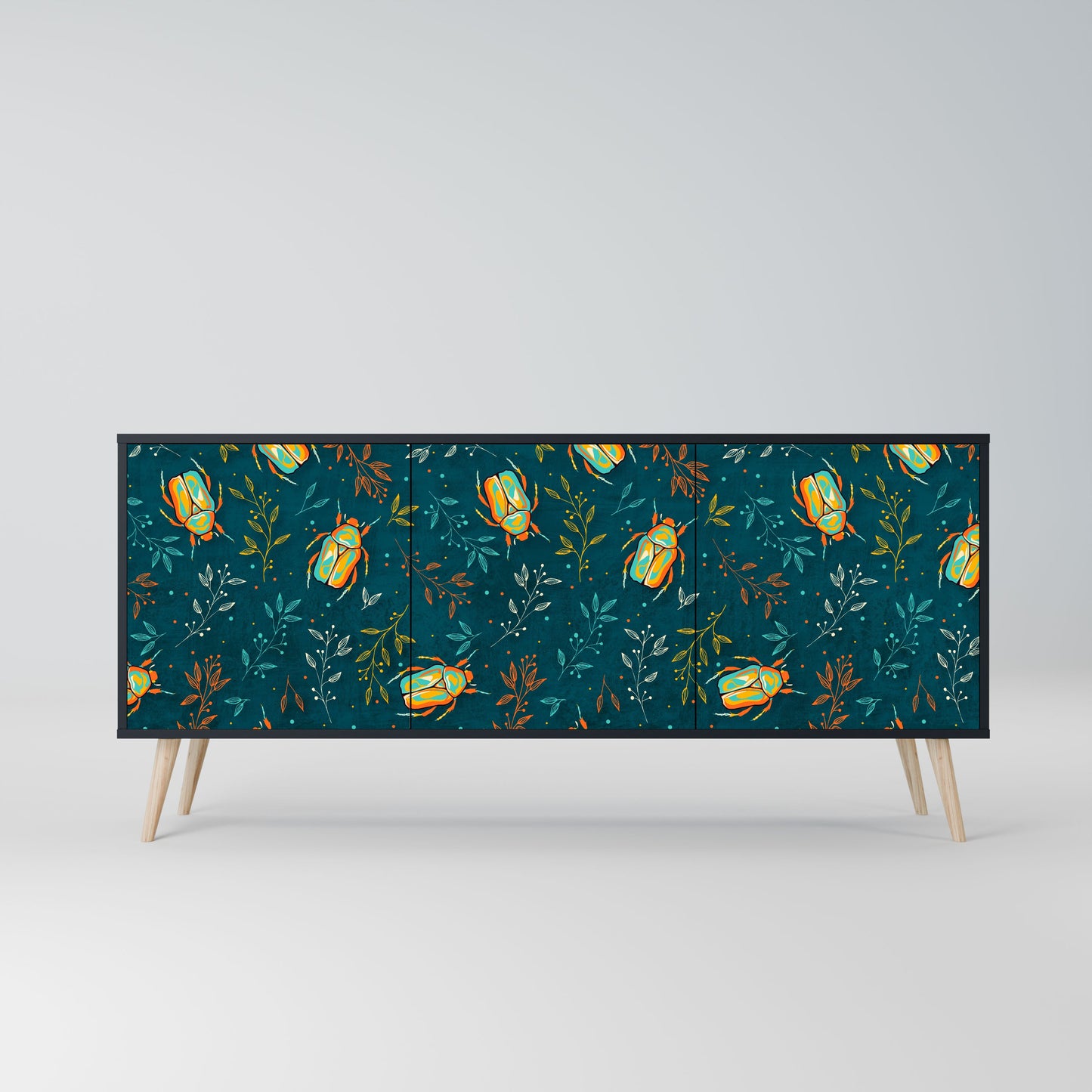 AUTUMN INSECTS 3-Door Sideboard in Black Finish
