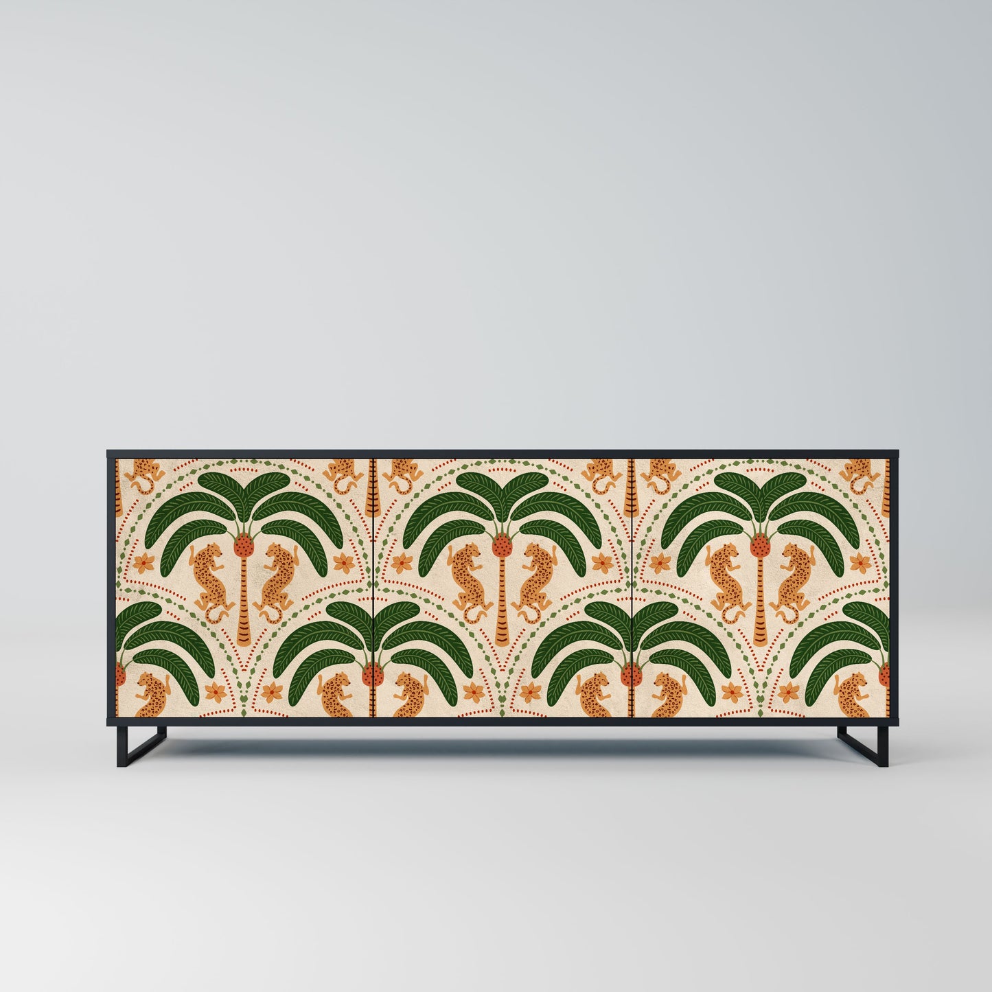 Credenza a 3 ante DANCING PREDATORS in finitura nera