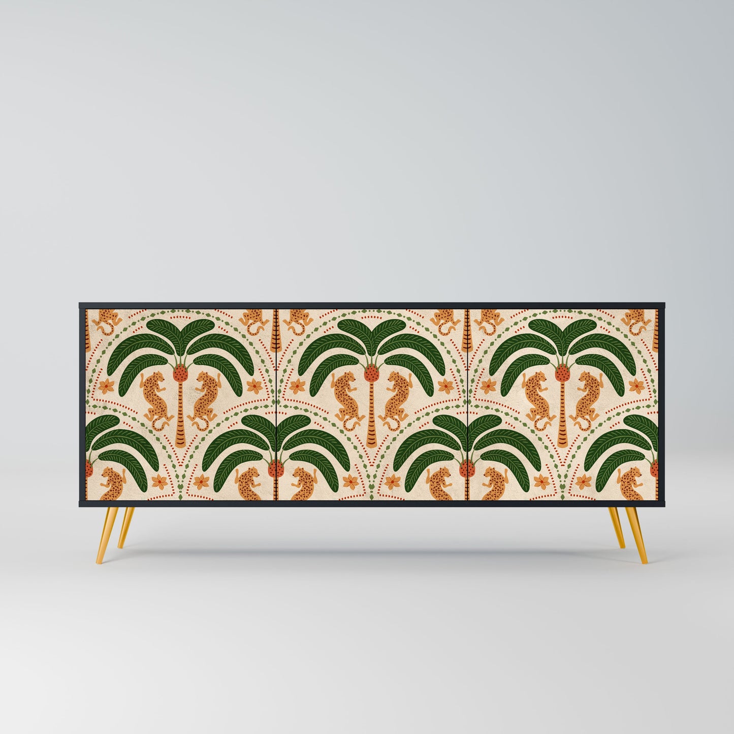 Credenza a 3 ante DANCING PREDATORS in finitura nera
