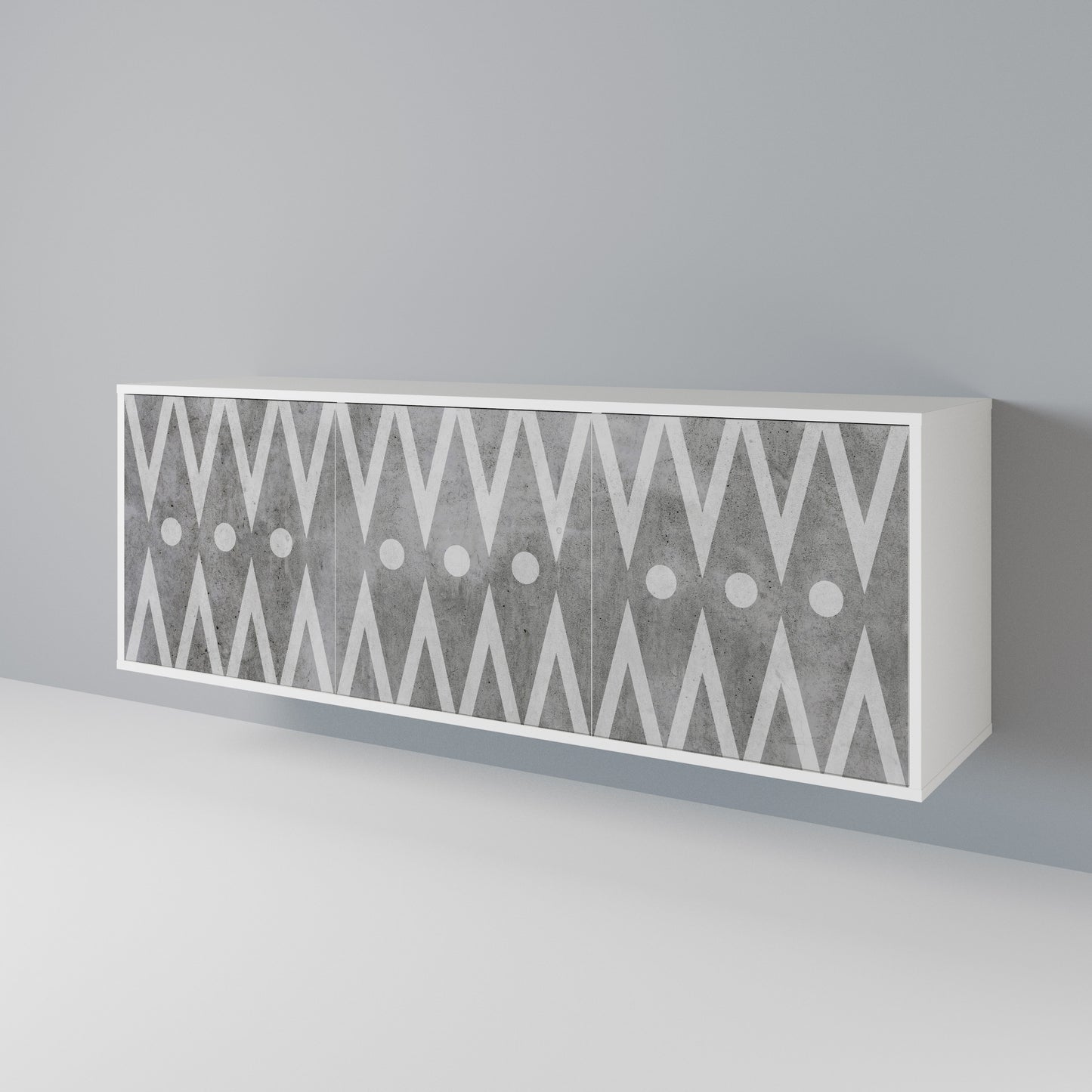 SHARP EDGES 3-Door Sideboard in White Finish