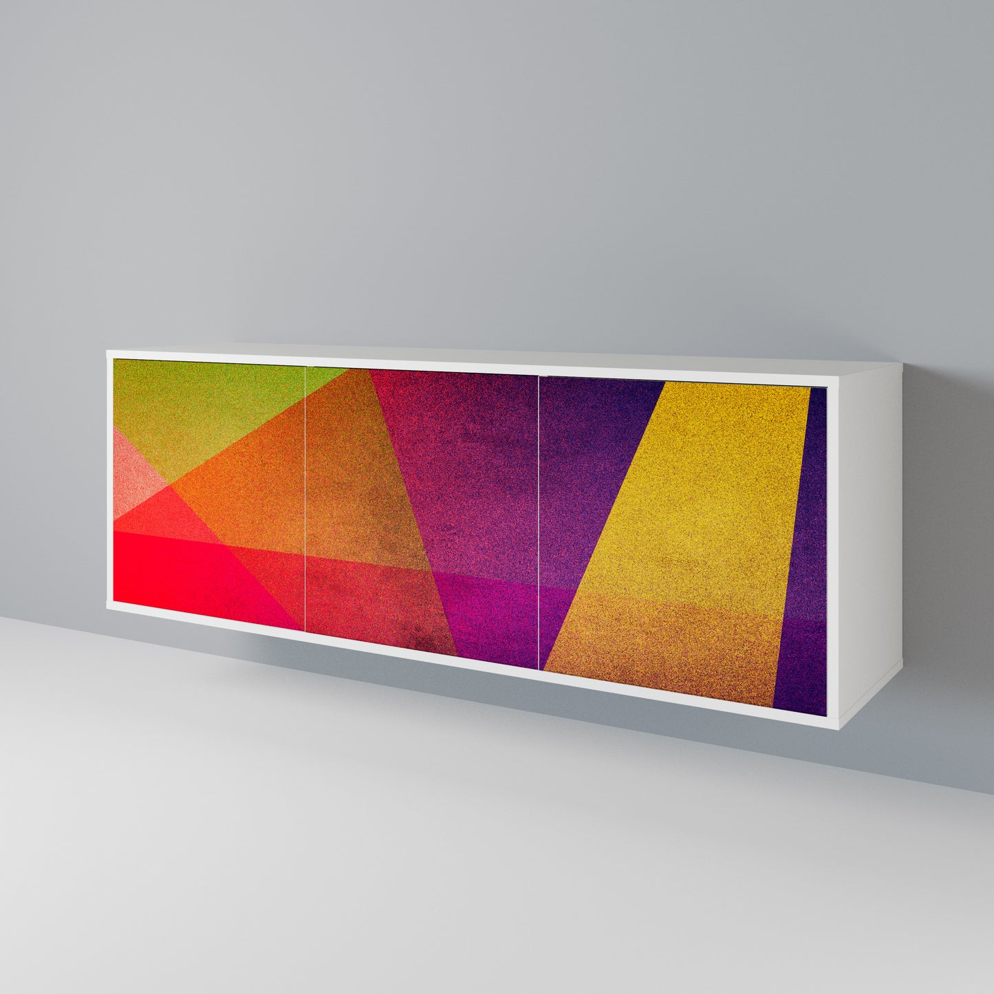 VIVID GEOMETRY Madia a 3 Ante in Finitura Bianca