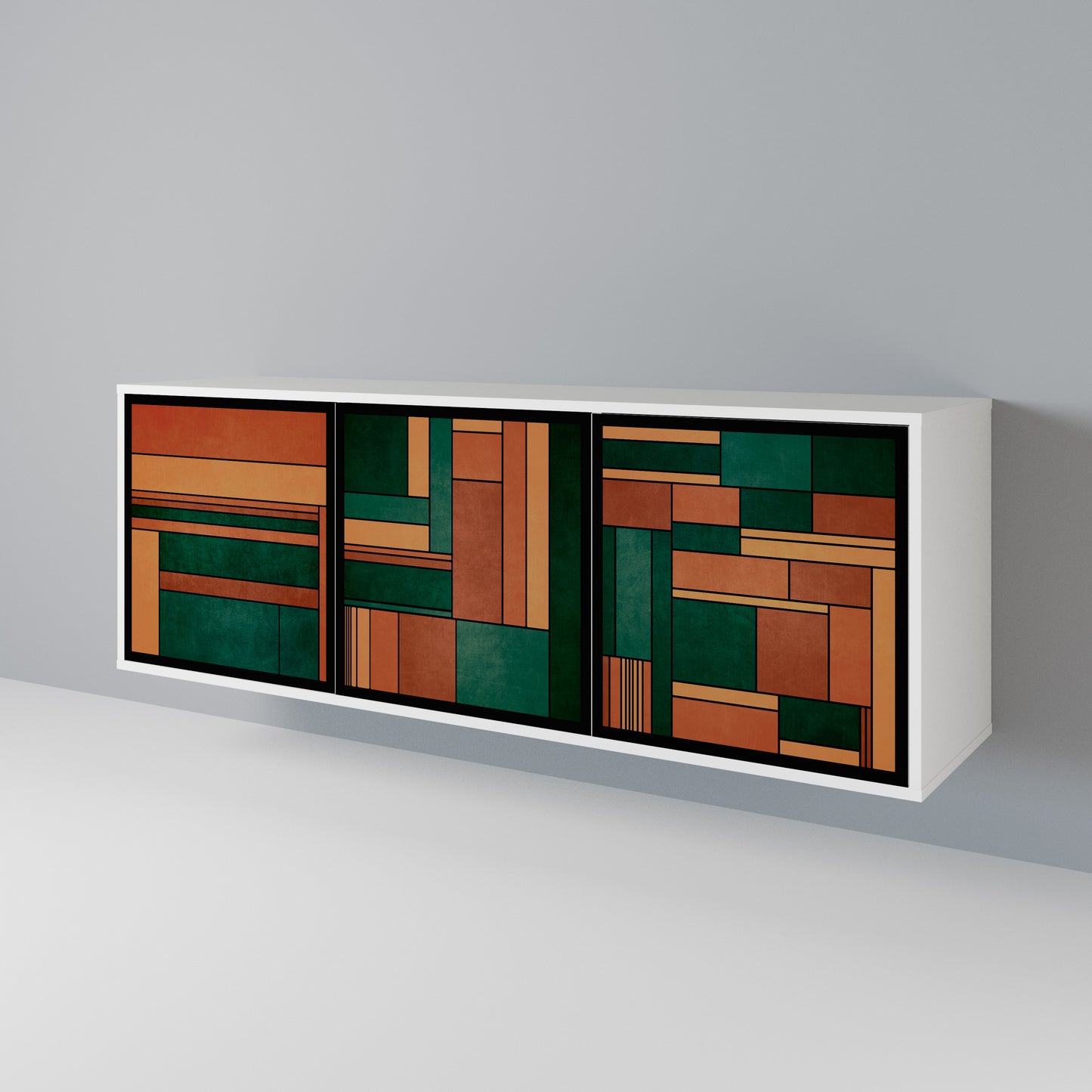EARTHY FIGURES Madia a 3 Ante in Finitura Bianca