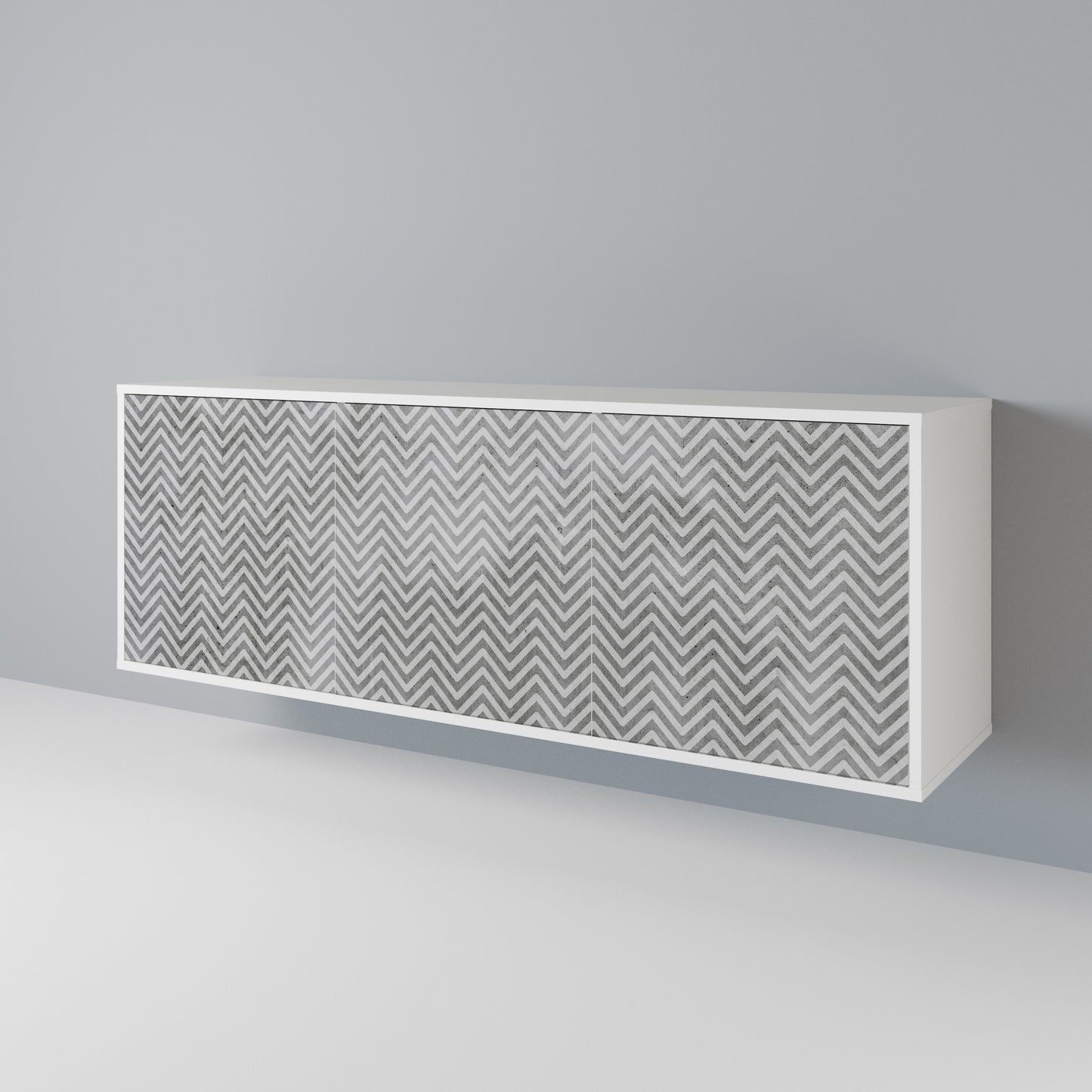 CONCRETE ZIG ZAG Madia a 3 Ante in Finitura Bianca