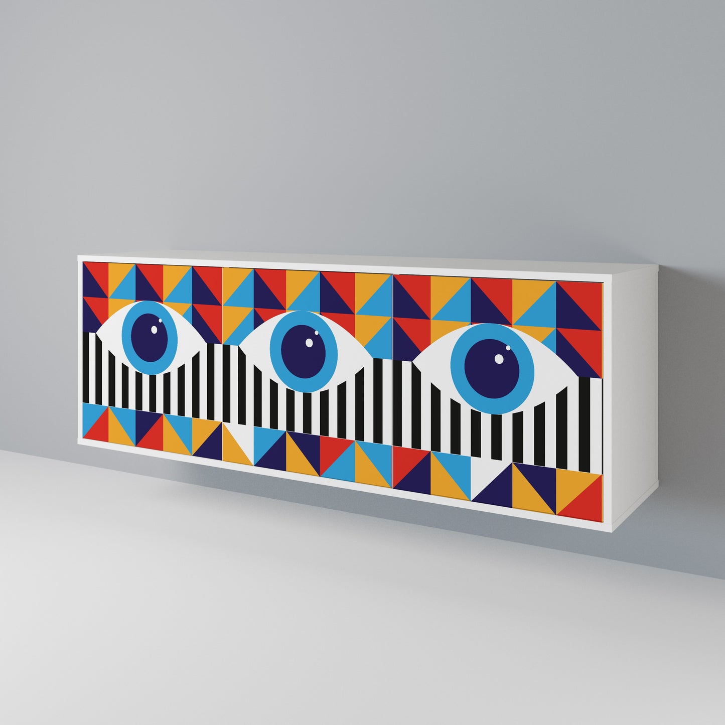 ABSTRACTION AND GEOMETRY Madia a 3 Ante in Finitura Bianca