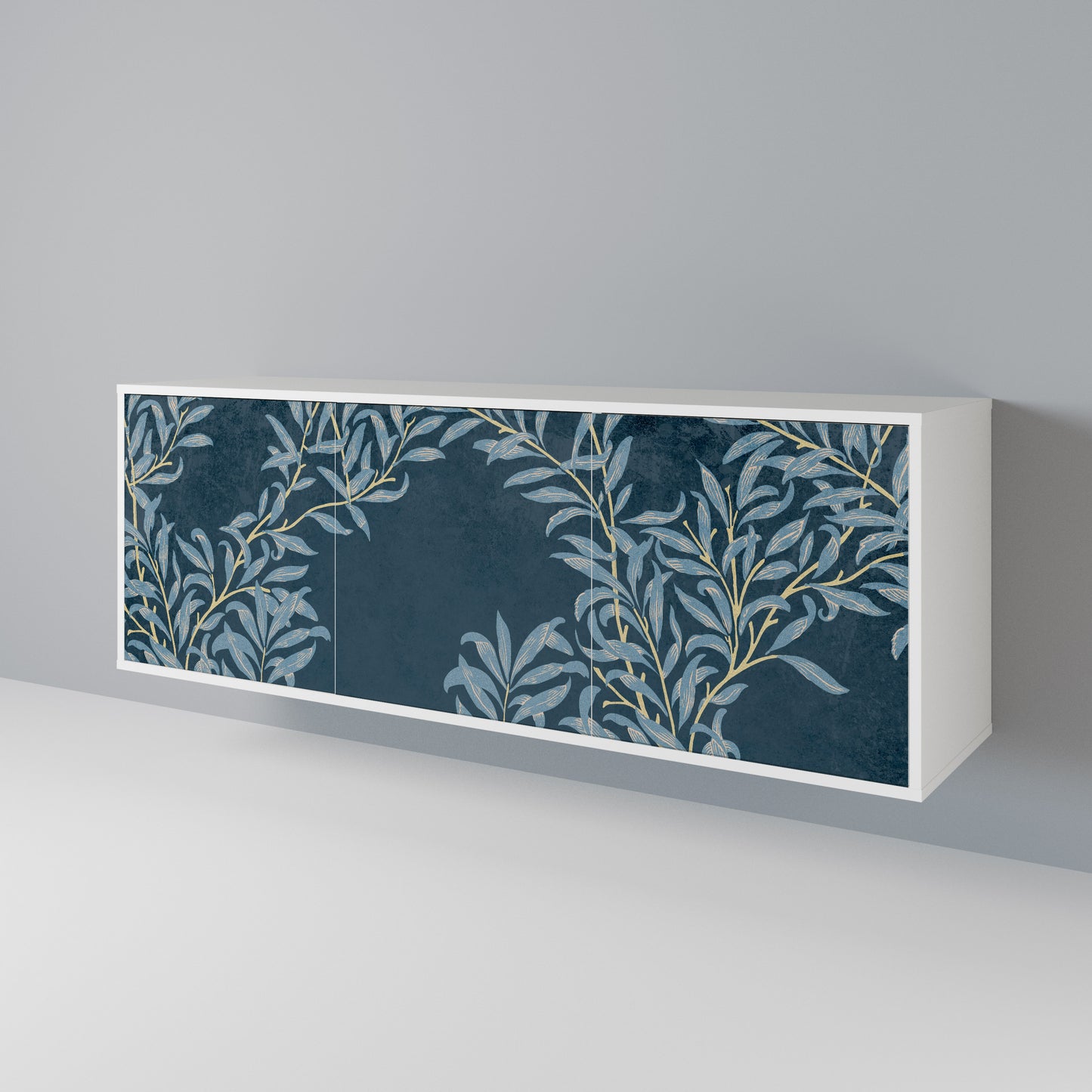 BLUE LEAVES Madia a 3 Ante in Finitura Bianca