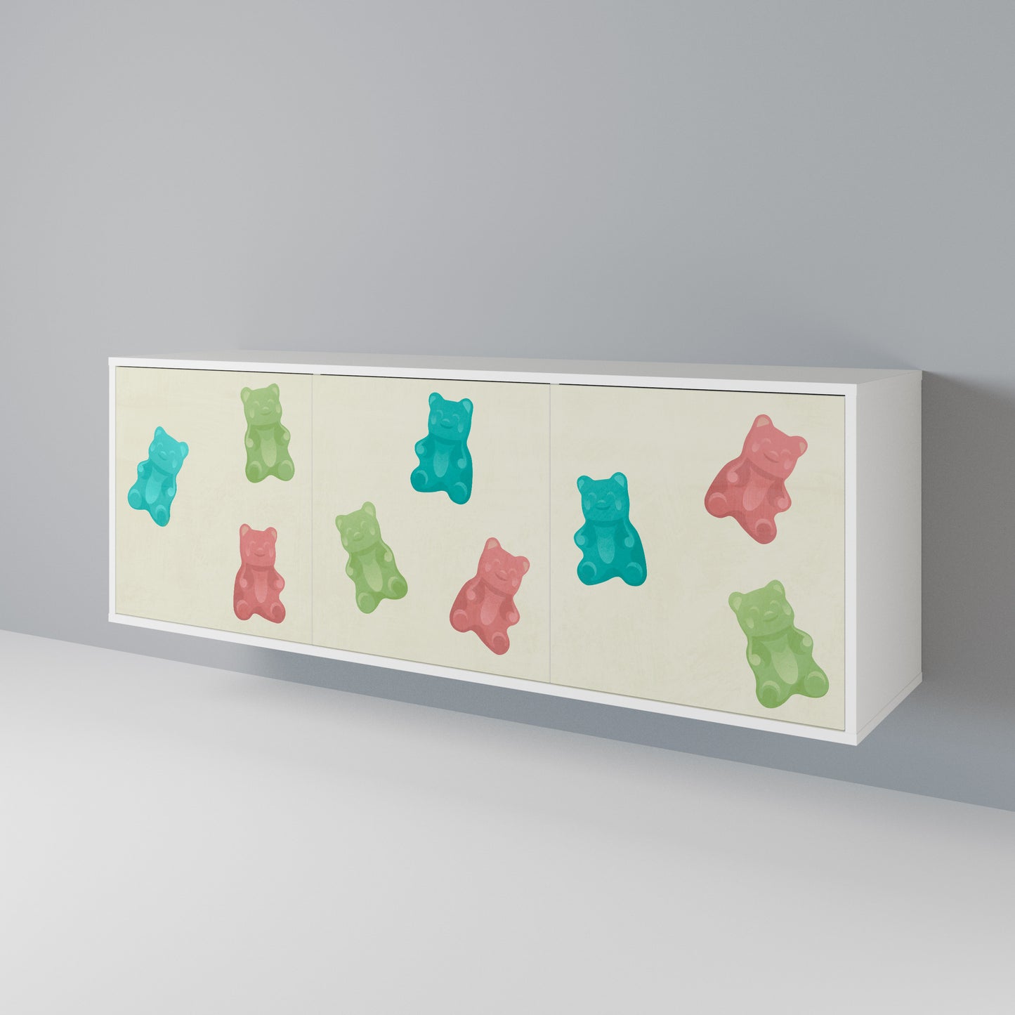 GUMMY BEARS Madia a 3 Ante in Finitura Bianca