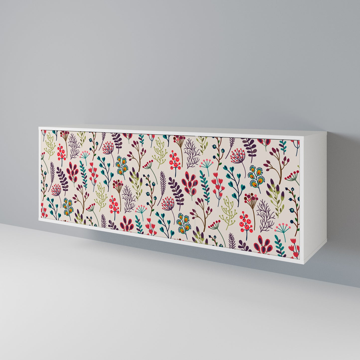 AUTUMN SUNDRIES Madia a 3 Ante in Finitura Bianca