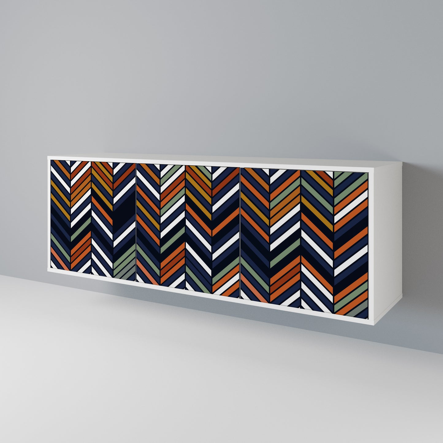 VIBRANT PATCHWORK Madia a 3 Ante in Finitura Bianca