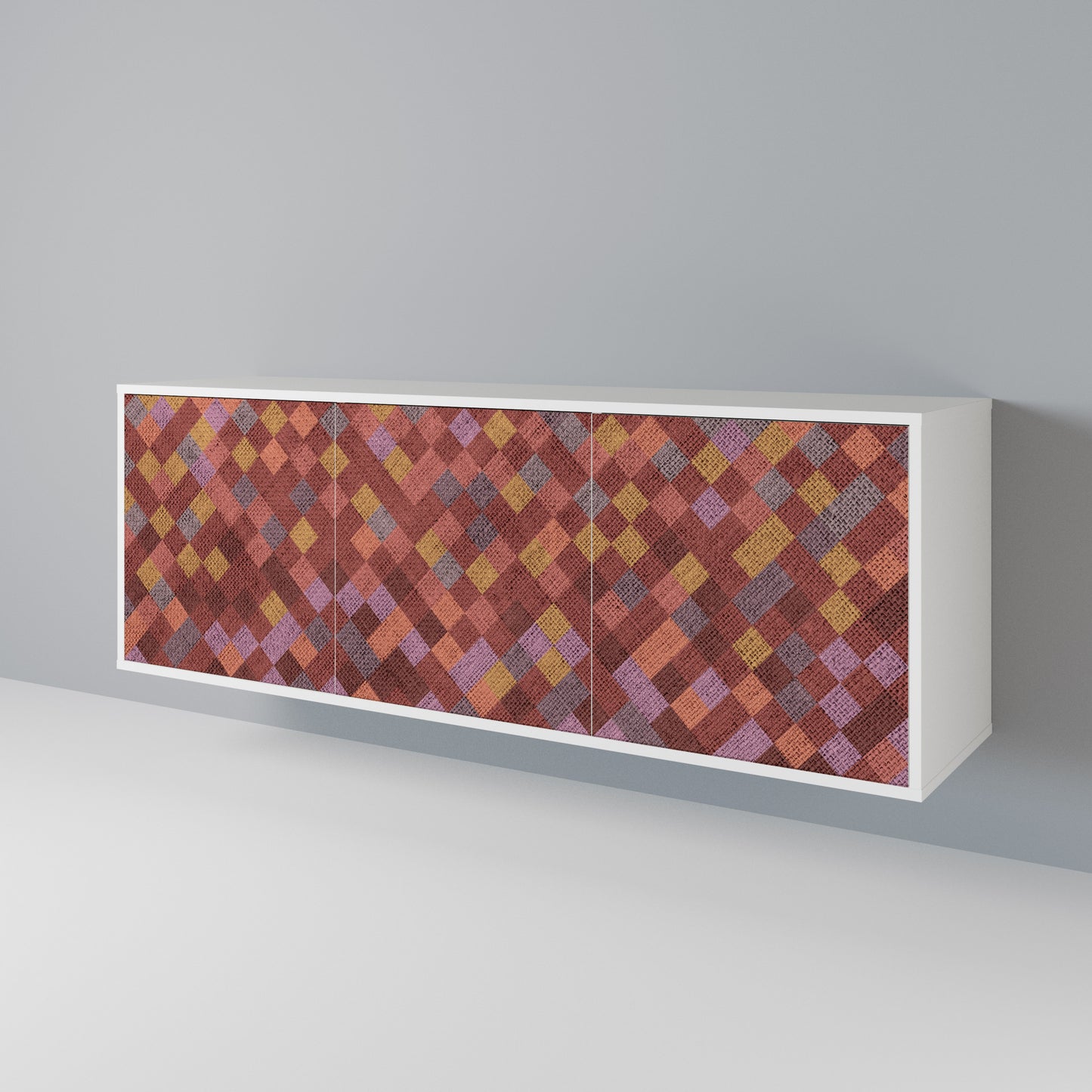 PAINTED SQUARES Madia a 3 Ante in Finitura Bianca