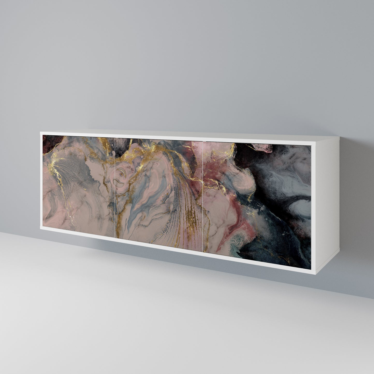GILDED SWIRLS Madia a 3 Ante in Finitura Bianca