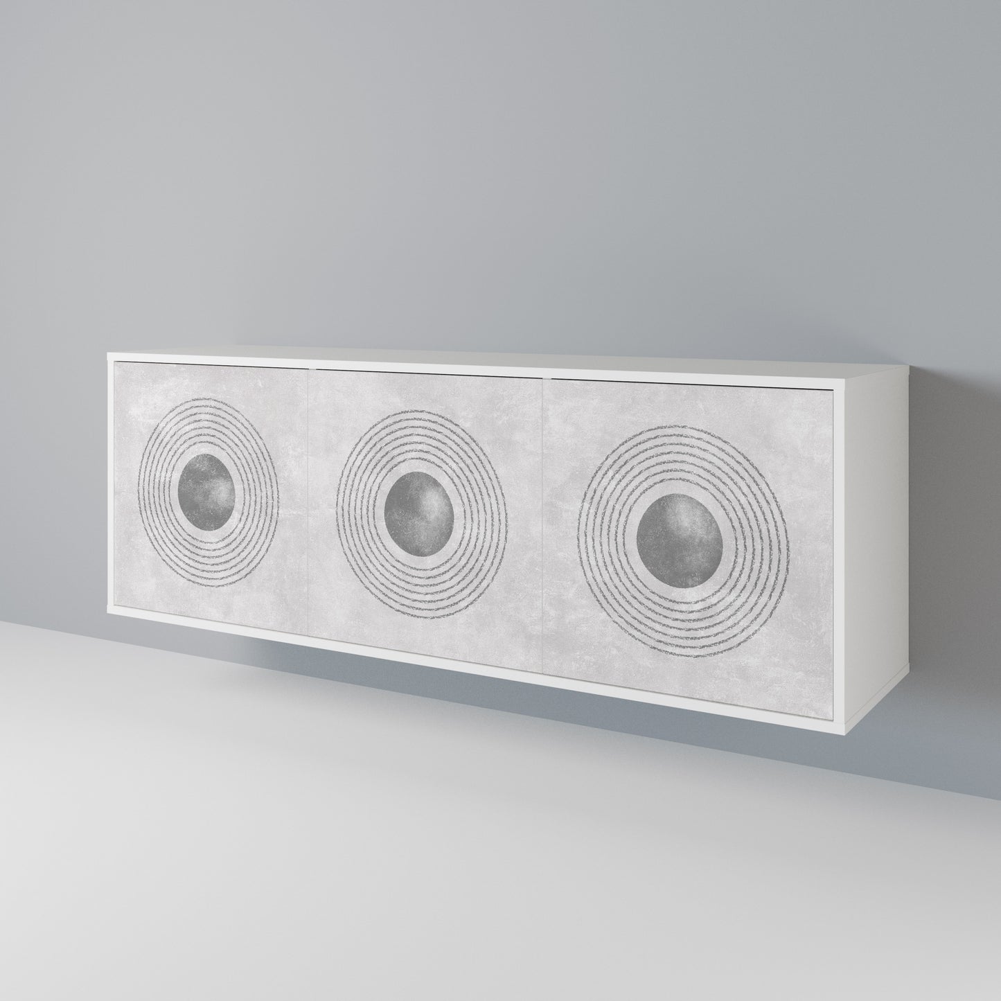 SOLID CIRCLES Madia a 3 Ante in Finitura Bianca