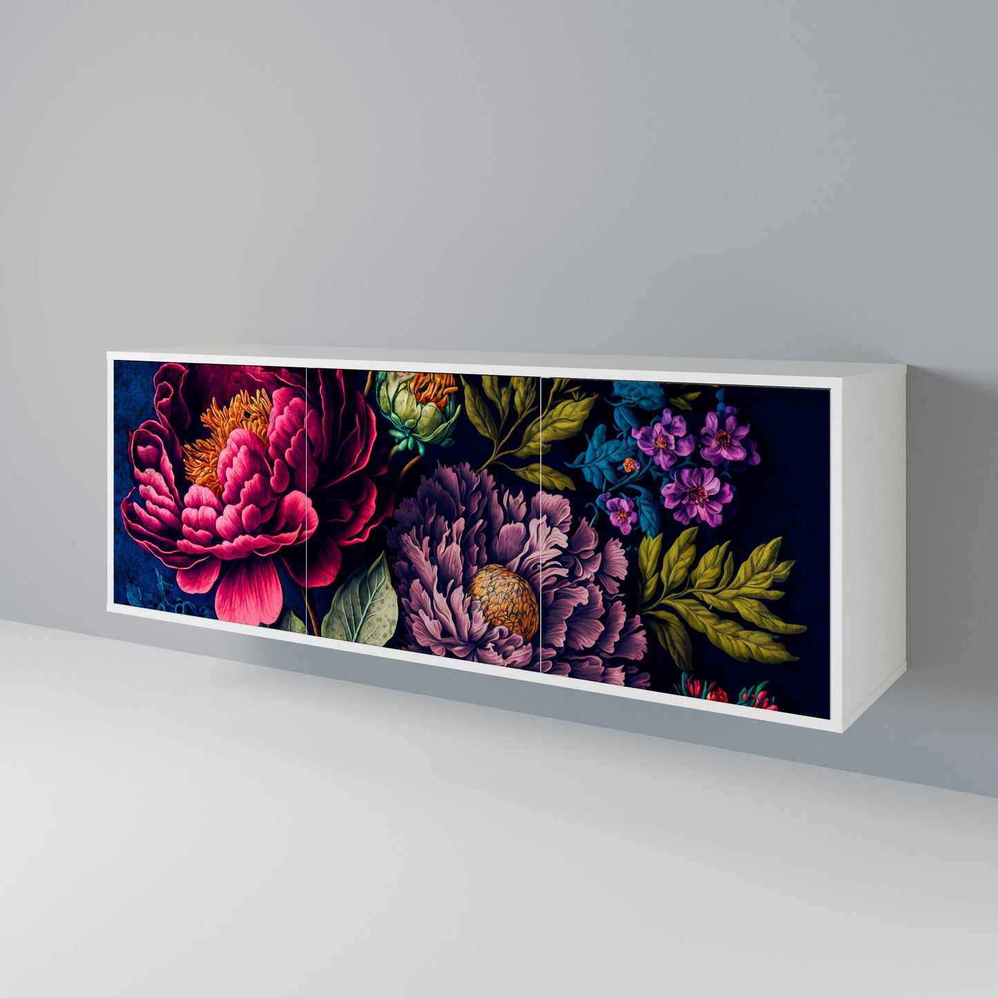 BLOOMING ELEGANCE 3-Door Sideboard in White Finish