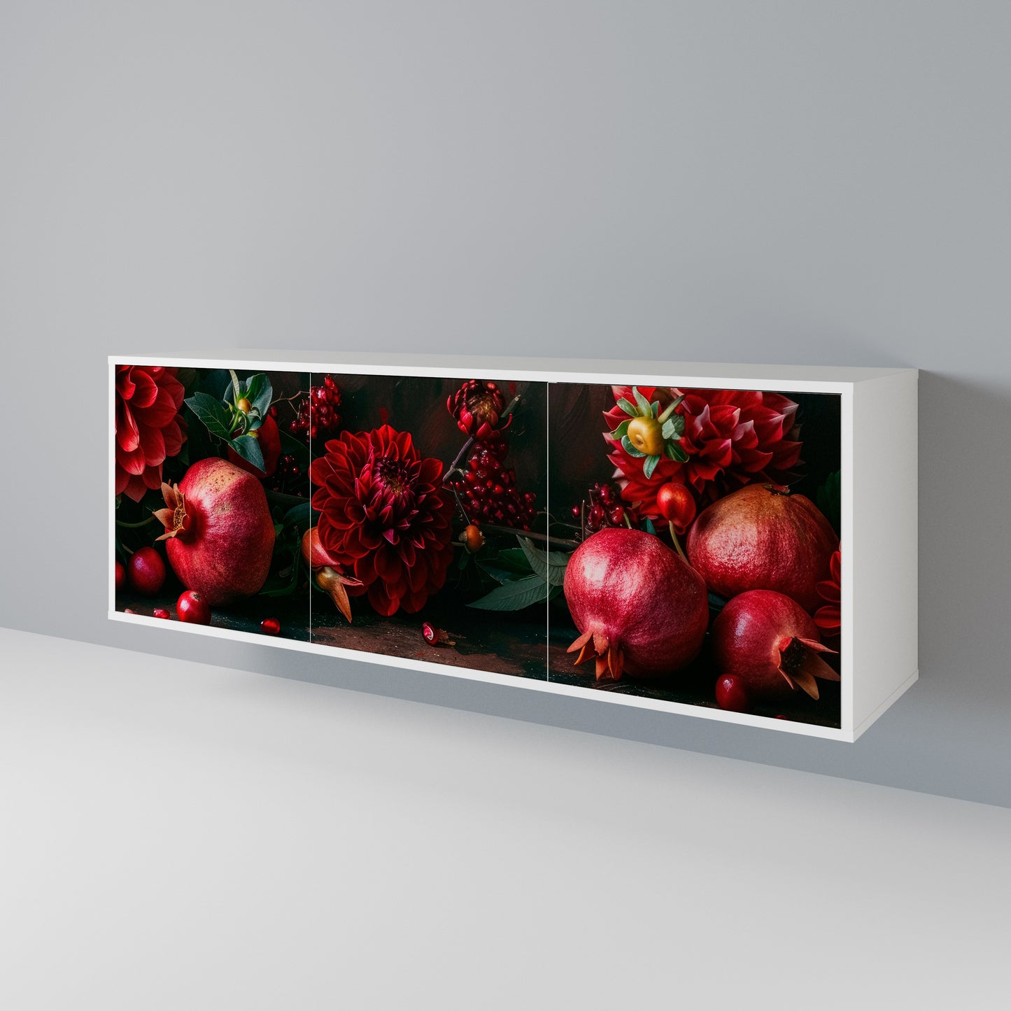 DAHLIAS AND POMEGRANATES Madia a 3 Ante in Finitura Bianca