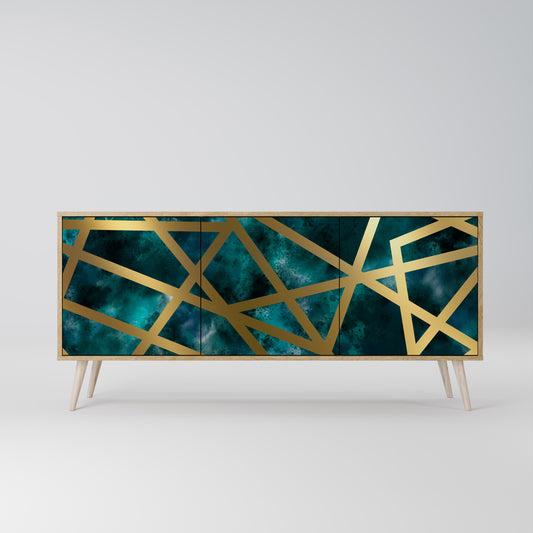 Credenza a 3 ante THE LABYRINTH OF GOLD in effetto rovere