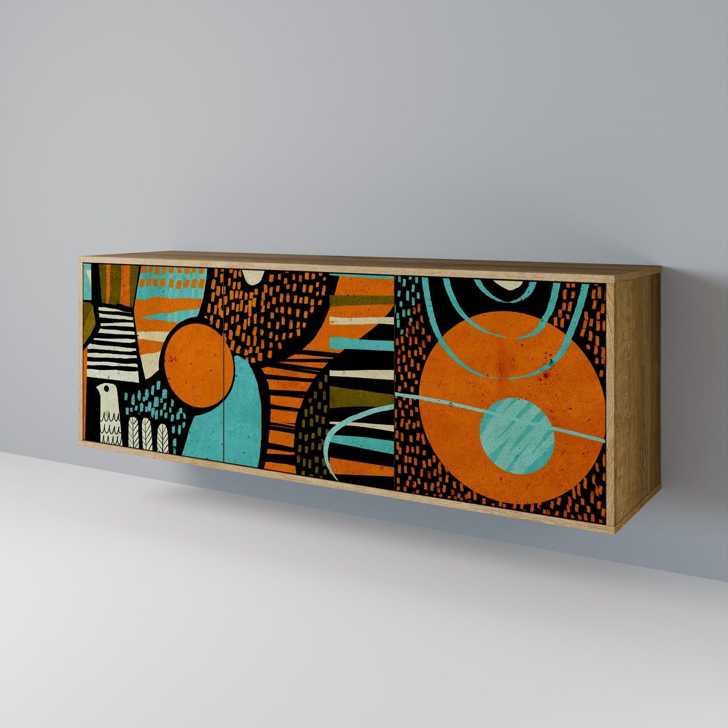 Credenza GEODE GLIMMER a 3 ante effetto rovere