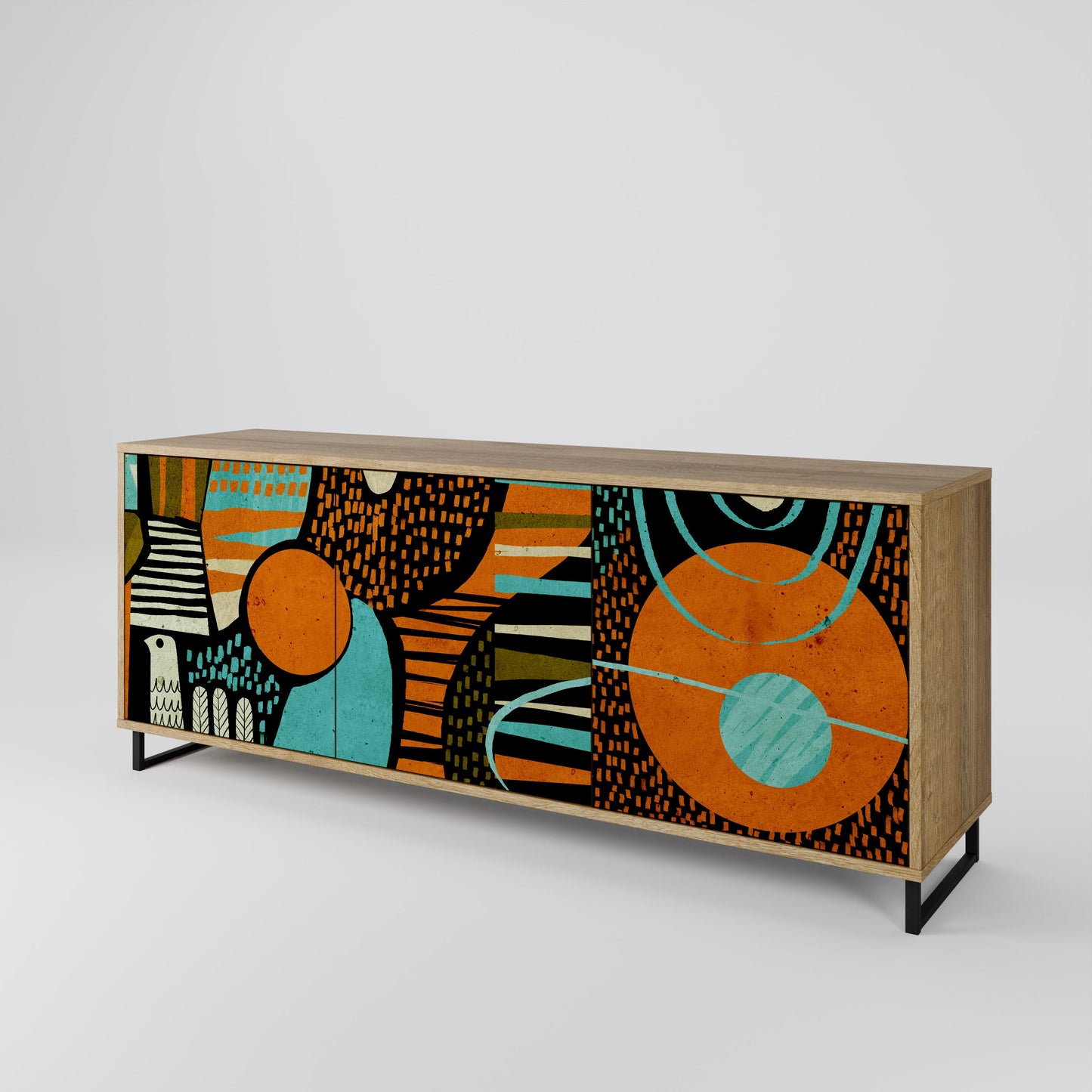 Credenza GEODE GLIMMER a 3 ante effetto rovere