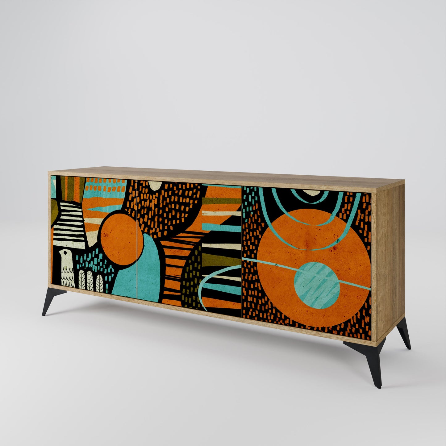 Credenza GEODE GLIMMER a 3 ante effetto rovere