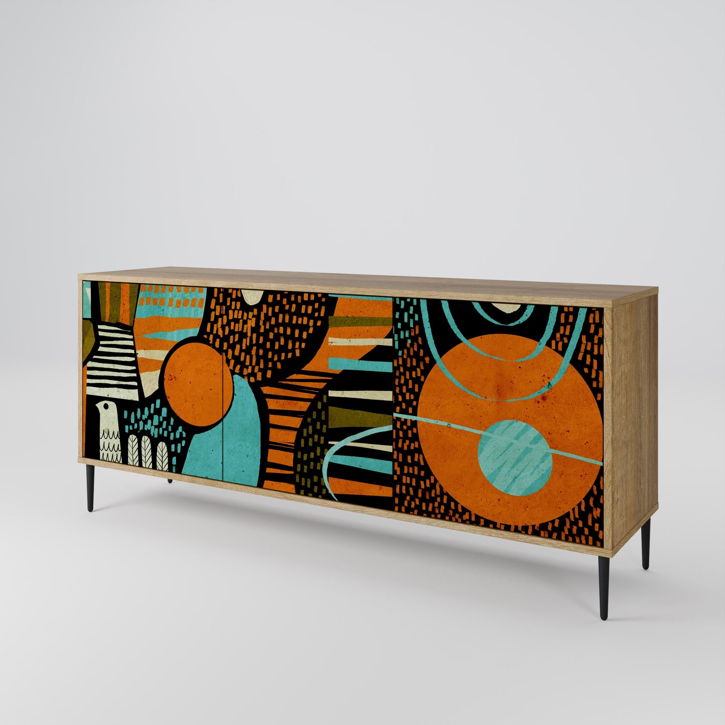 Credenza GEODE GLIMMER a 3 ante effetto rovere