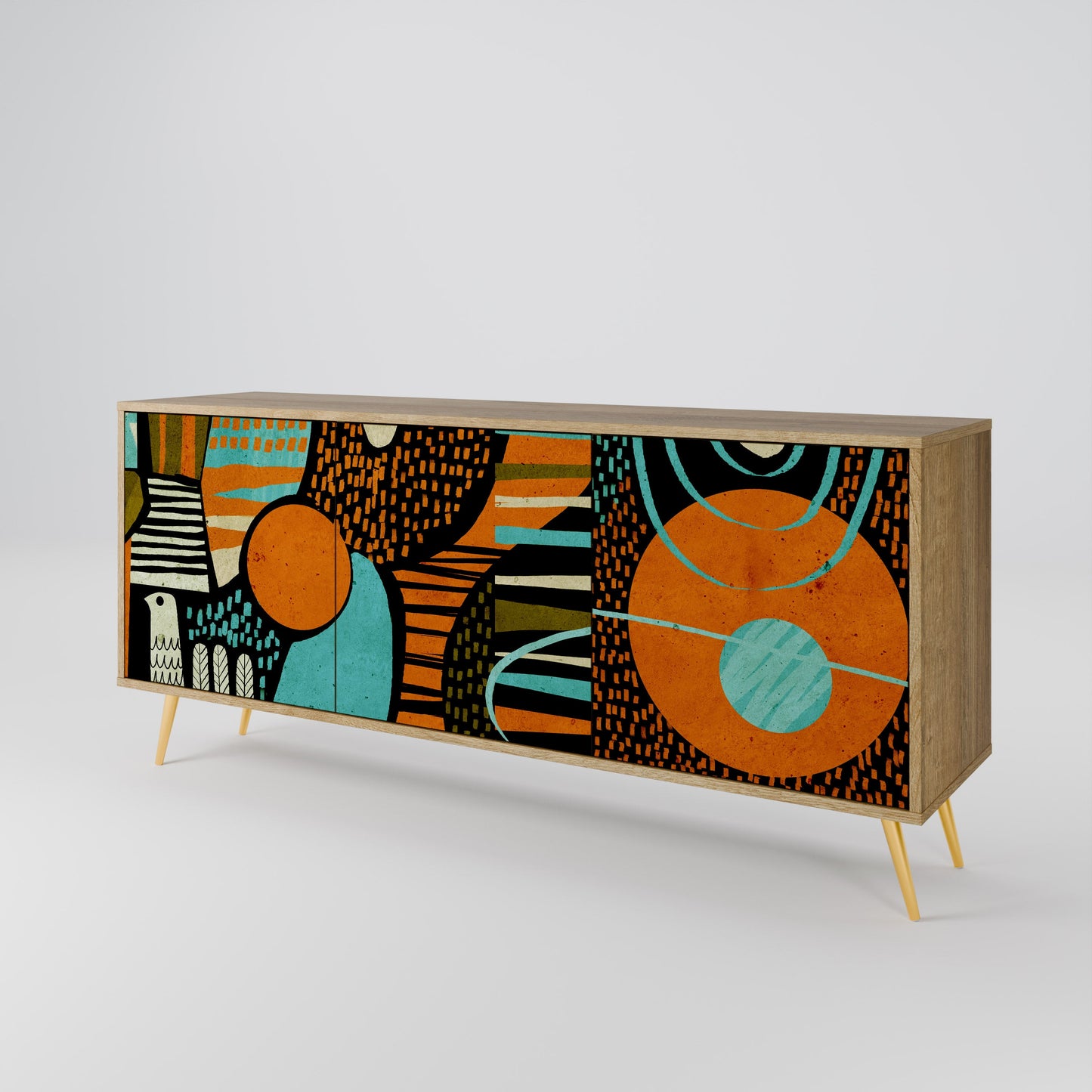 Credenza GEODE GLIMMER a 3 ante effetto rovere
