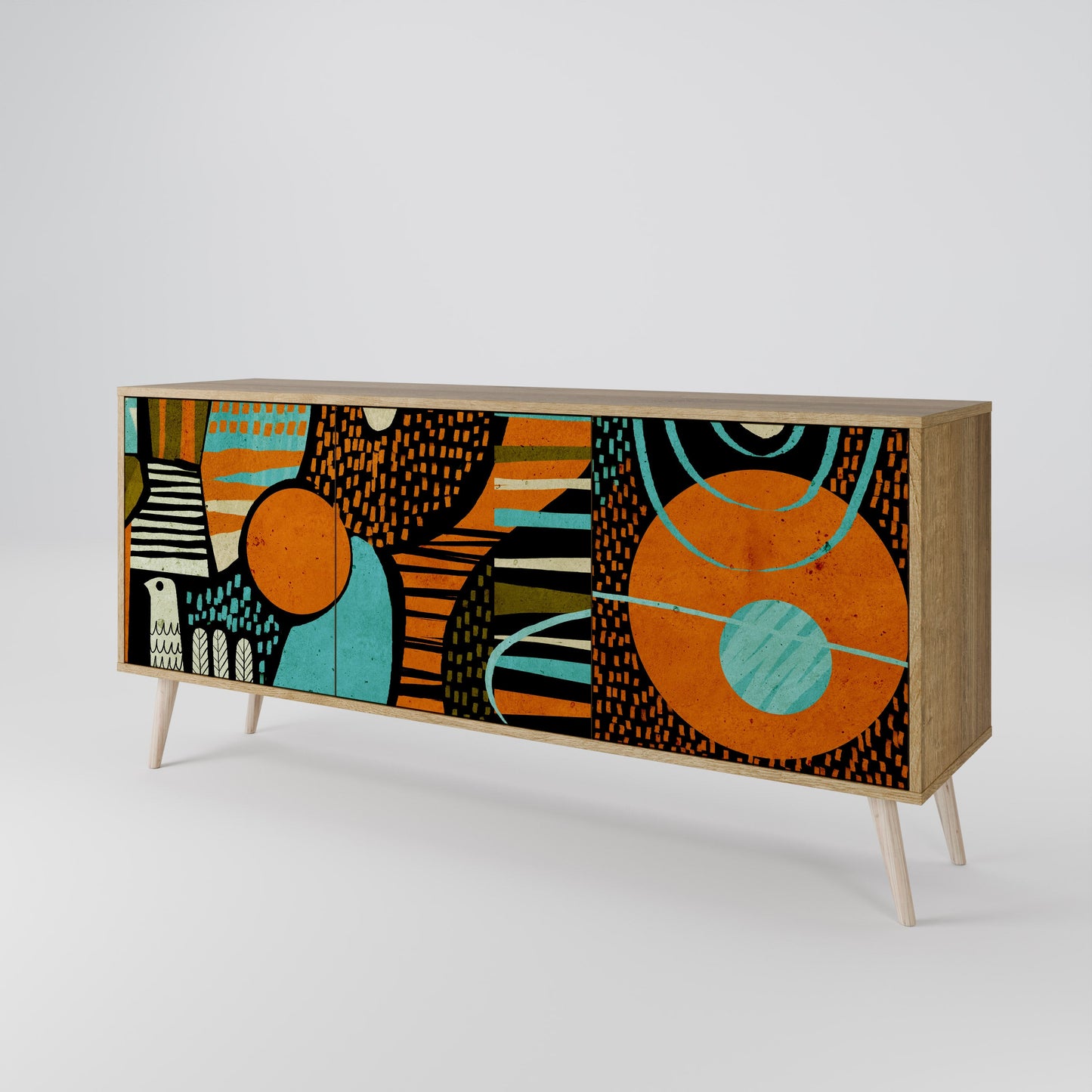 Credenza GEODE GLIMMER a 3 ante effetto rovere