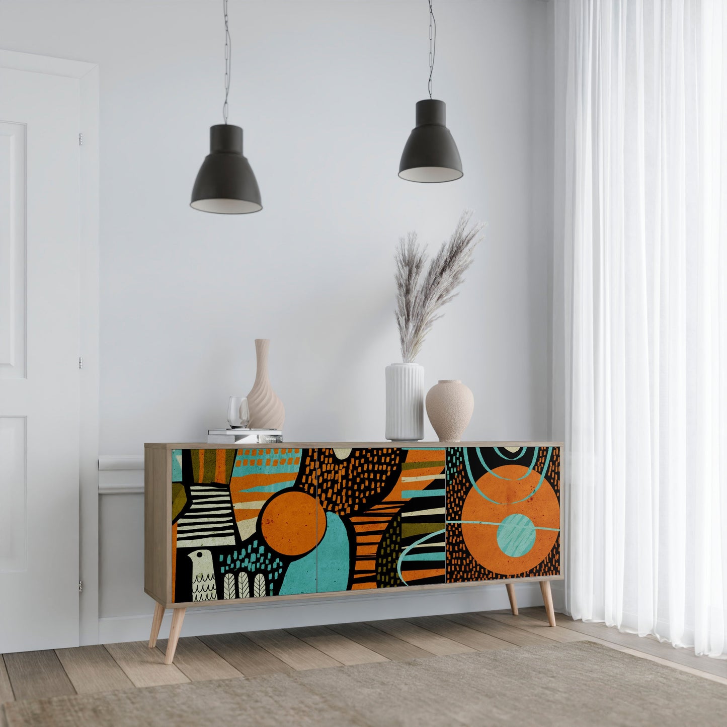Credenza GEODE GLIMMER a 3 ante effetto rovere