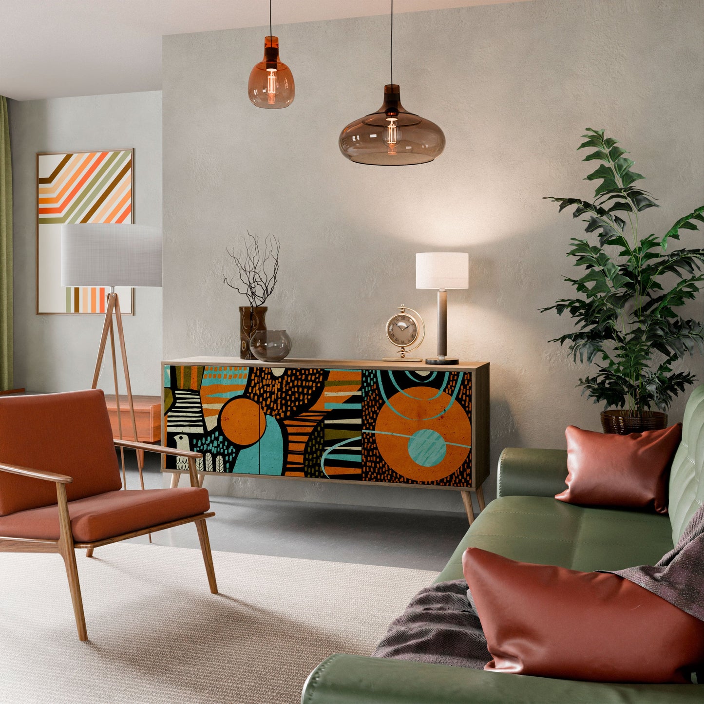 Credenza GEODE GLIMMER a 3 ante effetto rovere