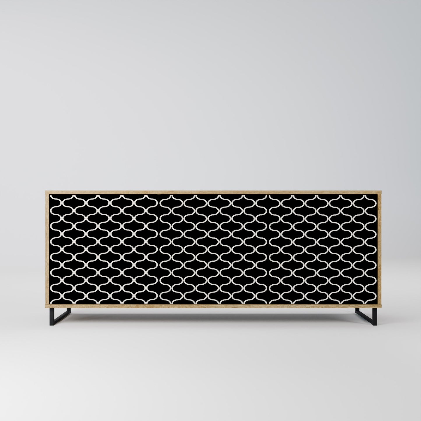 TESSELATED BLACKNESS 3-Door Sideboard in Oak Effect