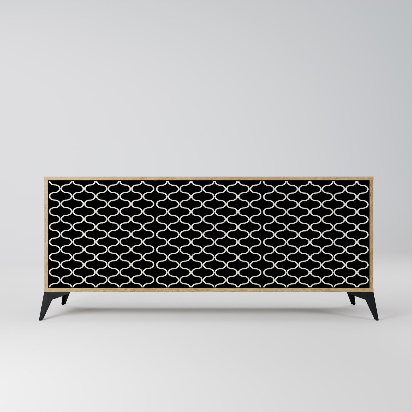 TESSELATED BLACKNESS 3-Door Sideboard in Oak Effect