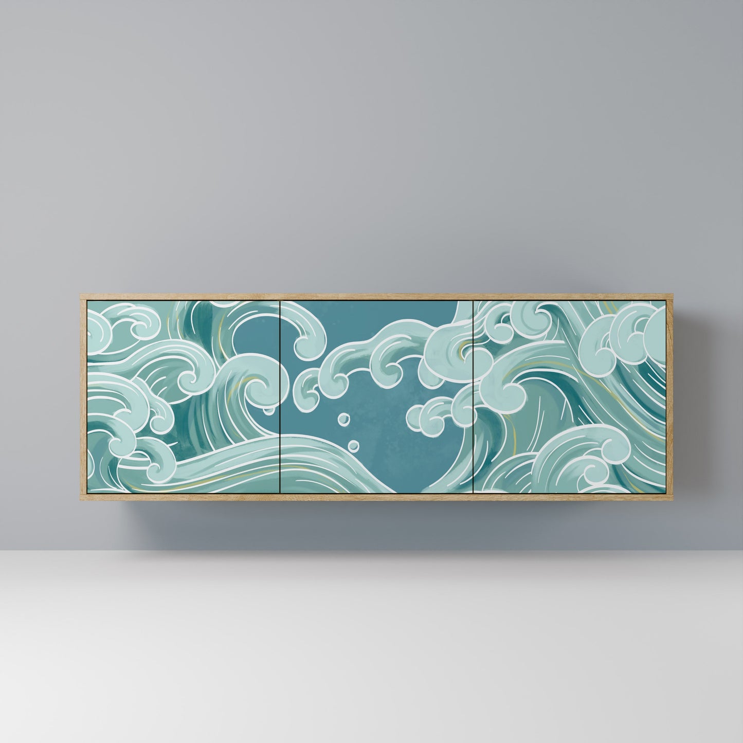 Credenza a 3 ante ASIAN SWAY in effetto rovere
