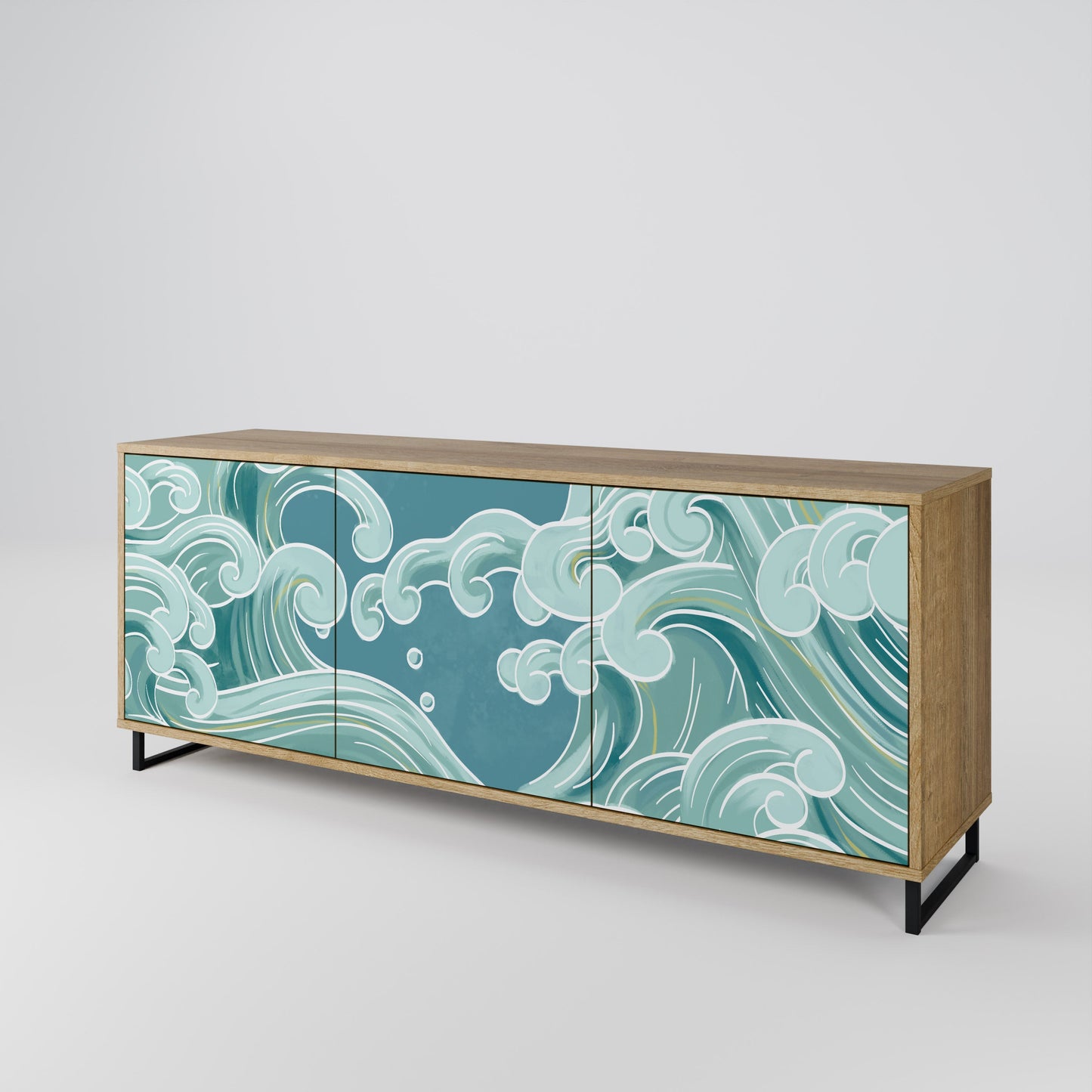 Credenza a 3 ante ASIAN SWAY in effetto rovere