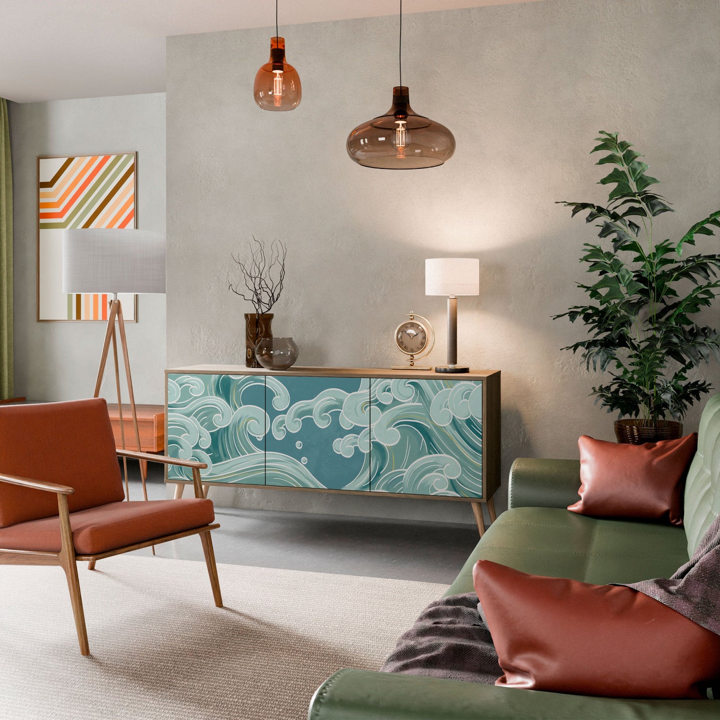 Credenza a 3 ante ASIAN SWAY in effetto rovere