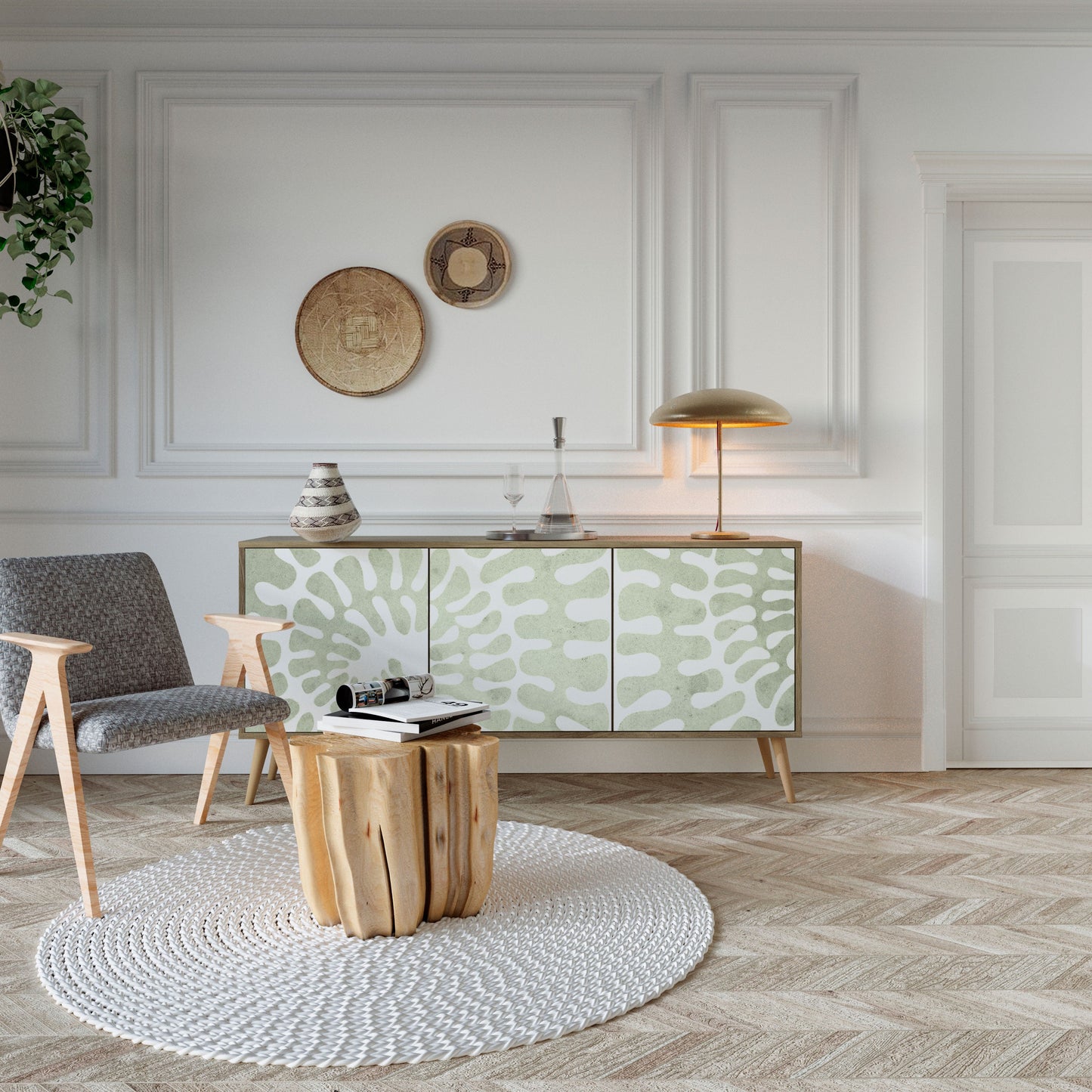 Credenza HELIX DANCE a 3 ante in effetto rovere