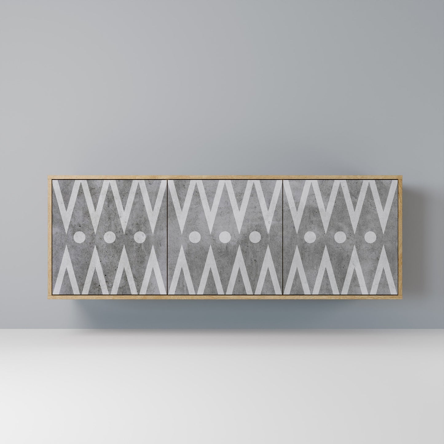 SHARP EDGES 3-Door Sideboard in Oak Effect