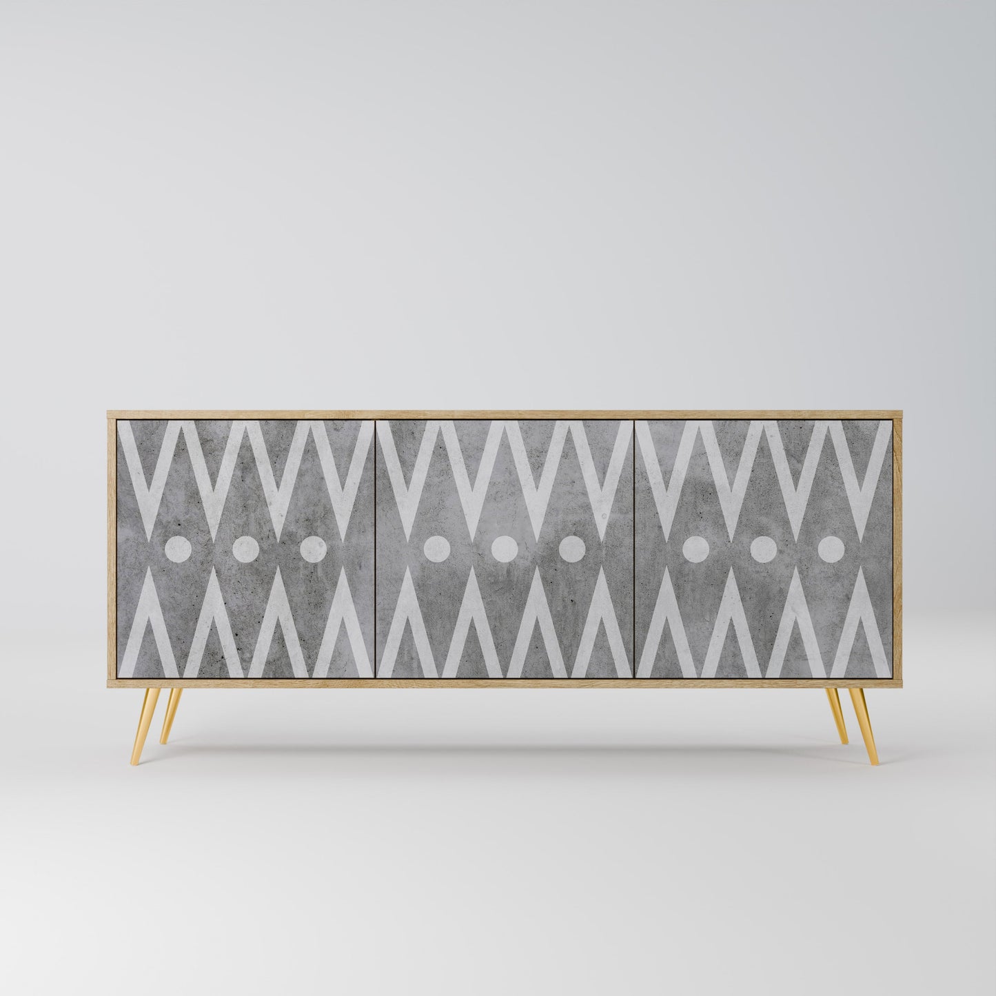 SHARP EDGES 3-Door Sideboard in Oak Effect