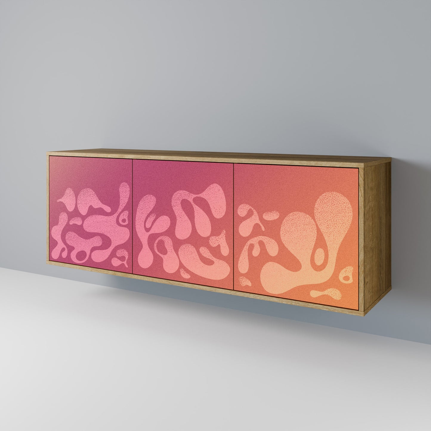 Credenza a 3 ante IRREGULAR PINK in effetto rovere
