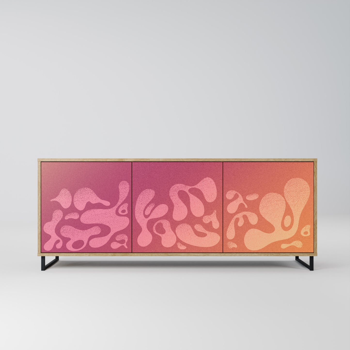 Credenza a 3 ante IRREGULAR PINK in effetto rovere