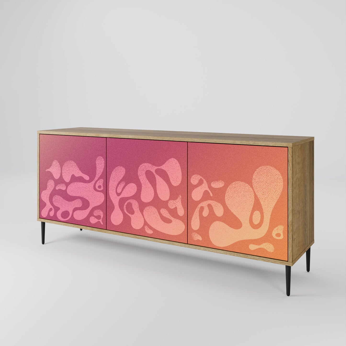 Credenza a 3 ante IRREGULAR PINK in effetto rovere