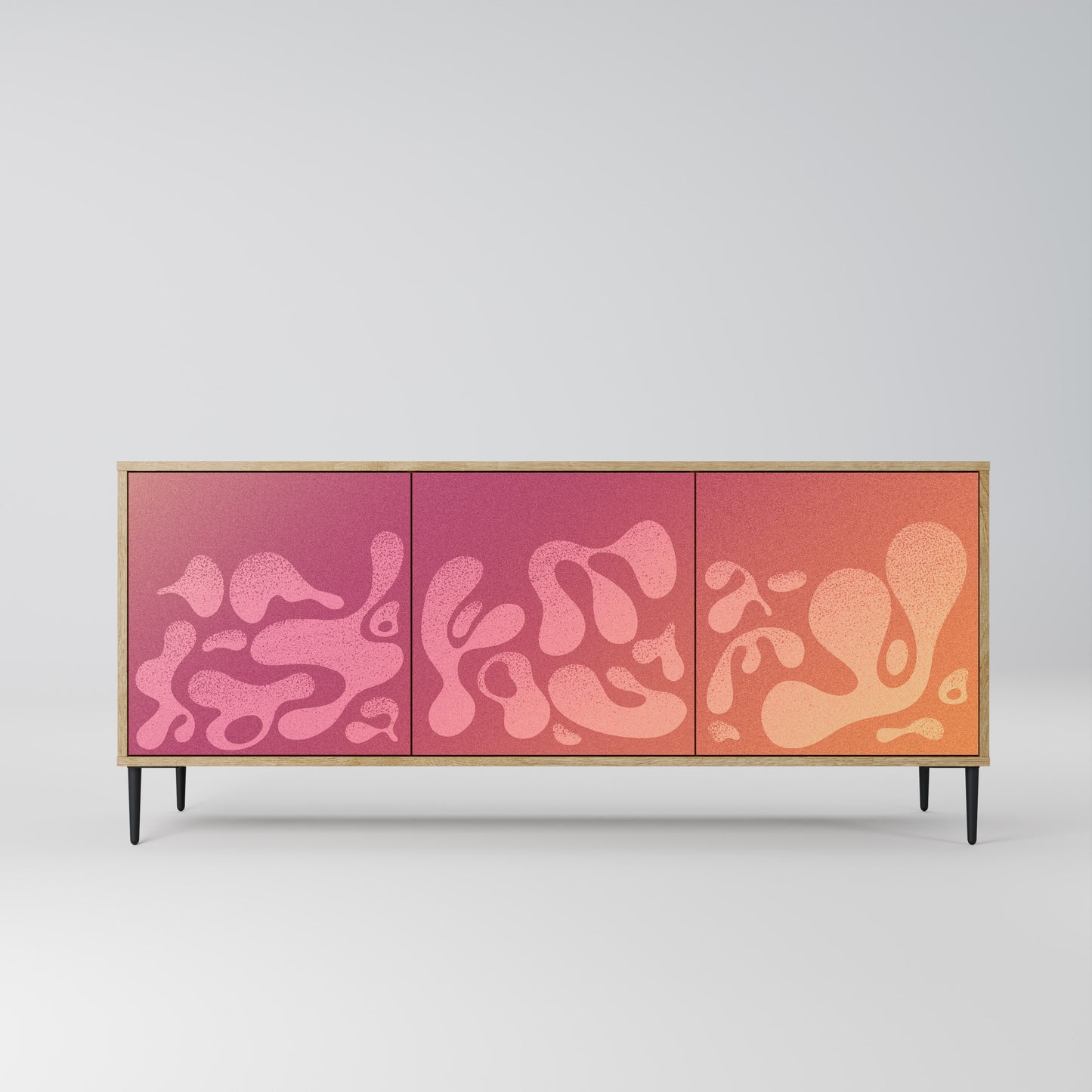 Credenza a 3 ante IRREGULAR PINK in effetto rovere
