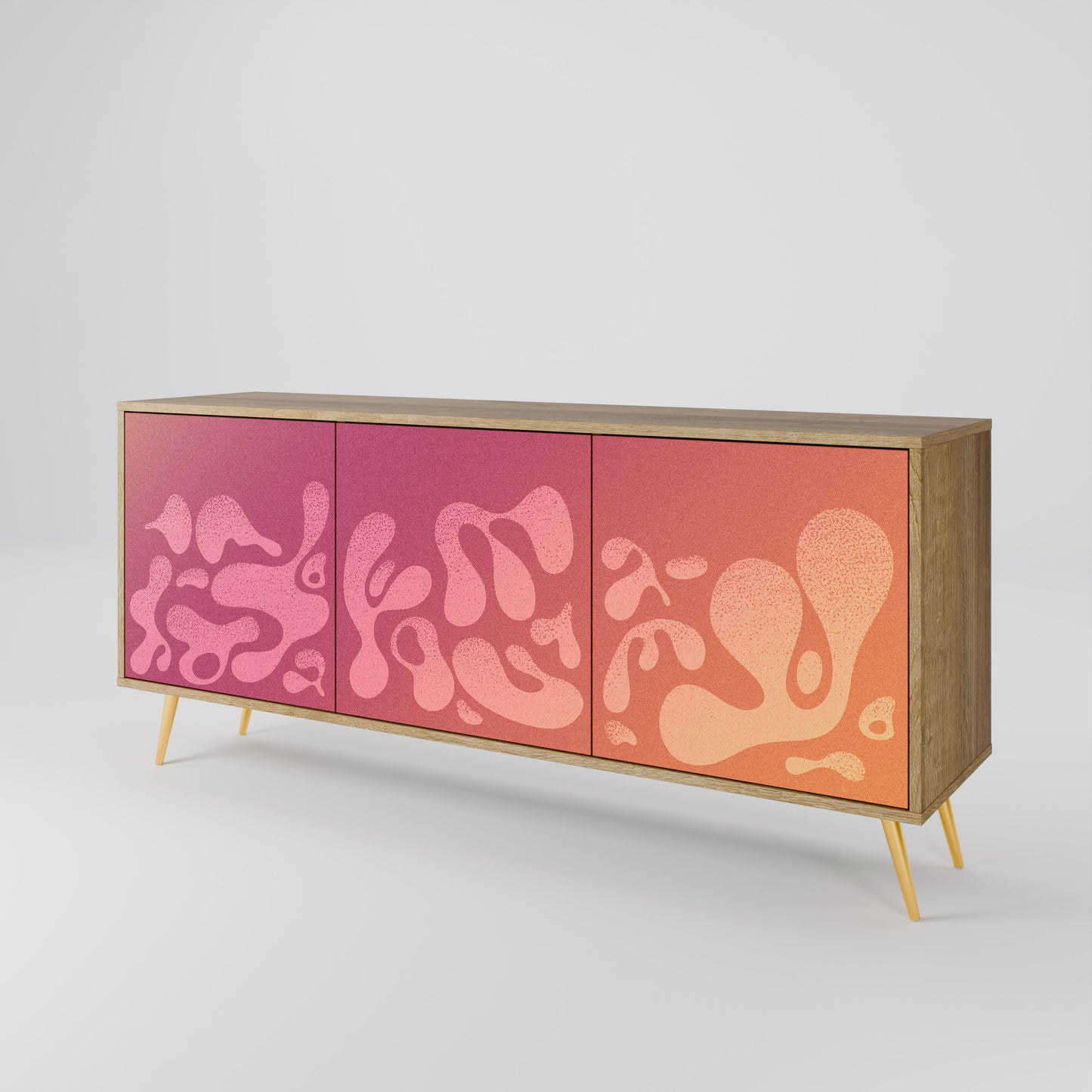 Credenza a 3 ante IRREGULAR PINK in effetto rovere