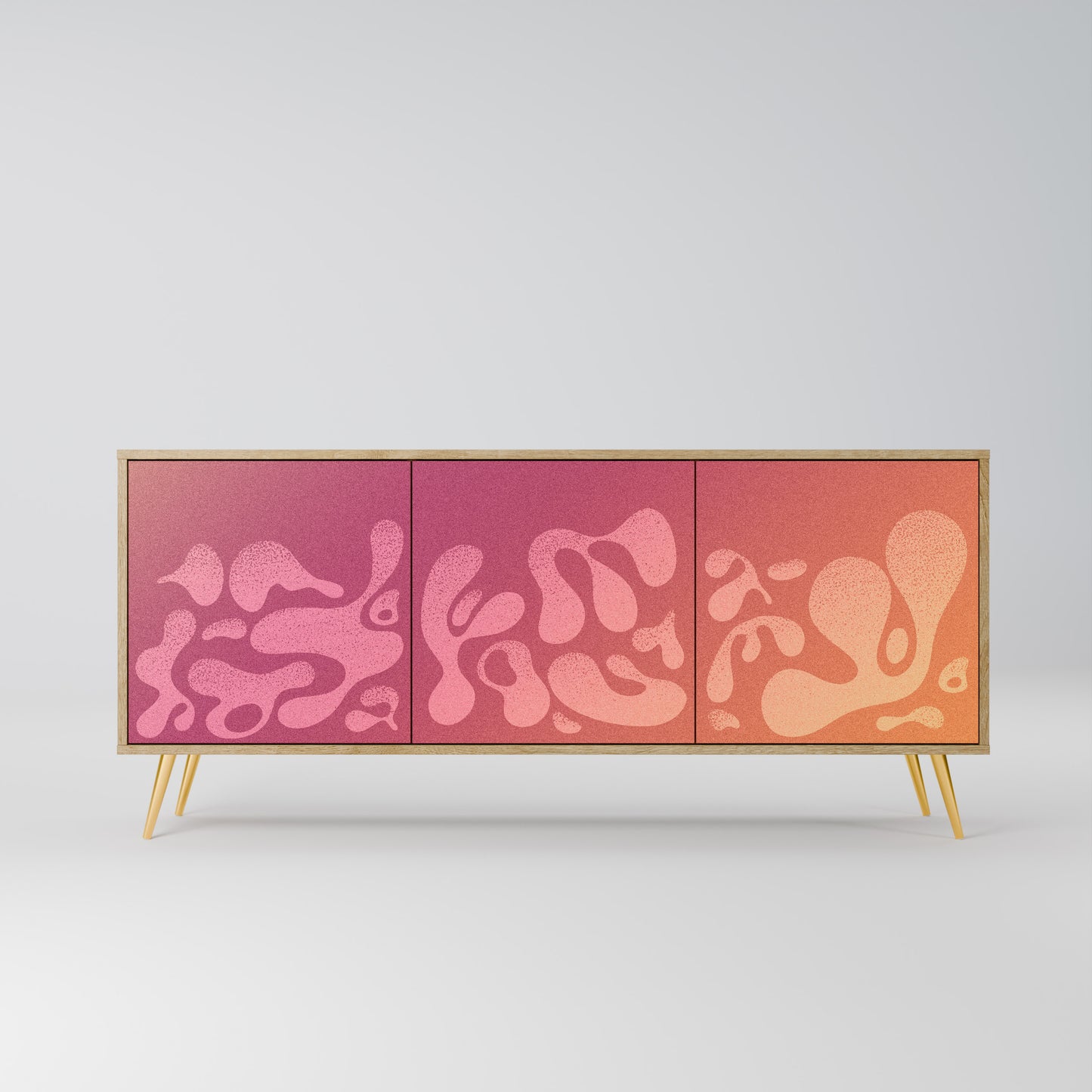Credenza a 3 ante IRREGULAR PINK in effetto rovere