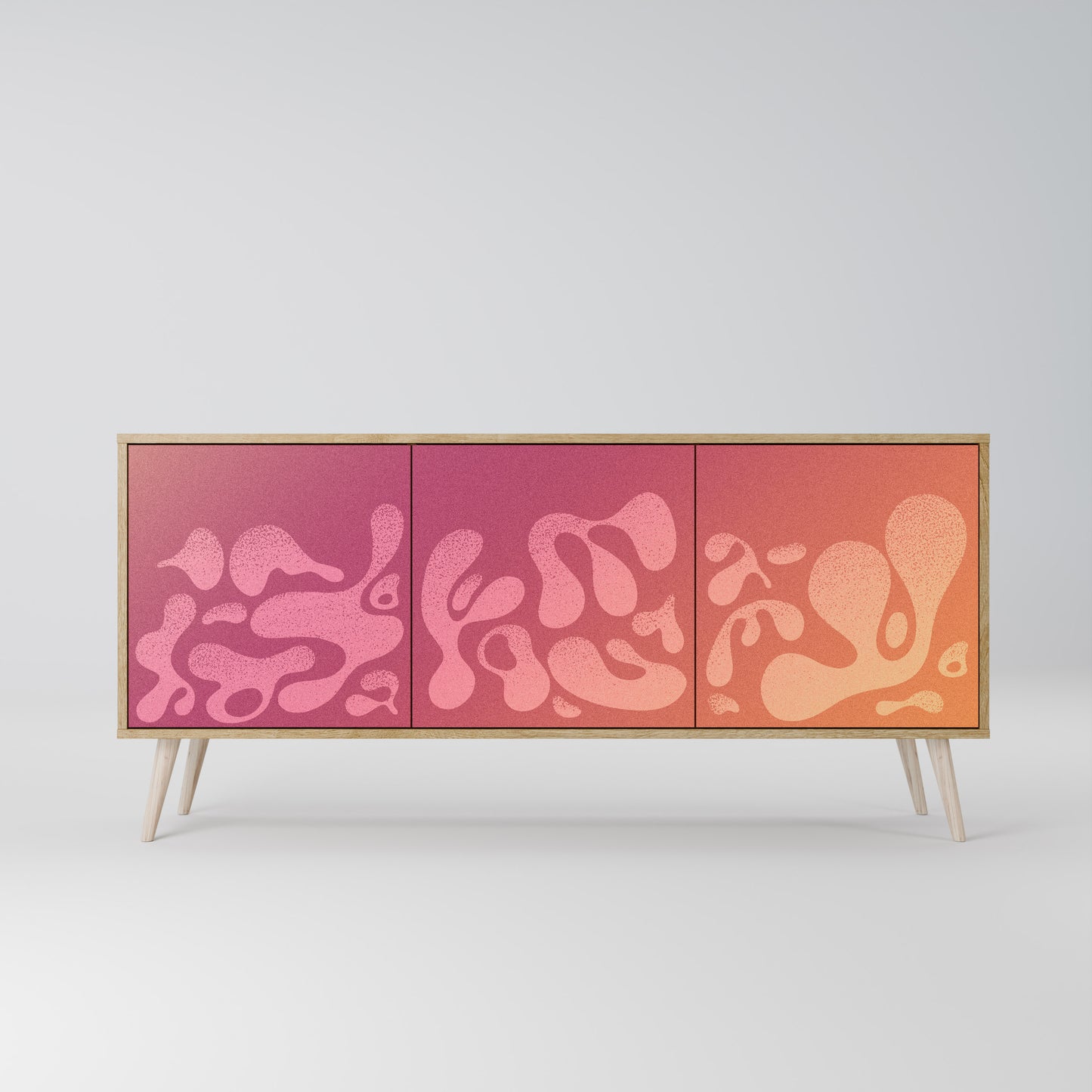 Credenza a 3 ante IRREGULAR PINK in effetto rovere