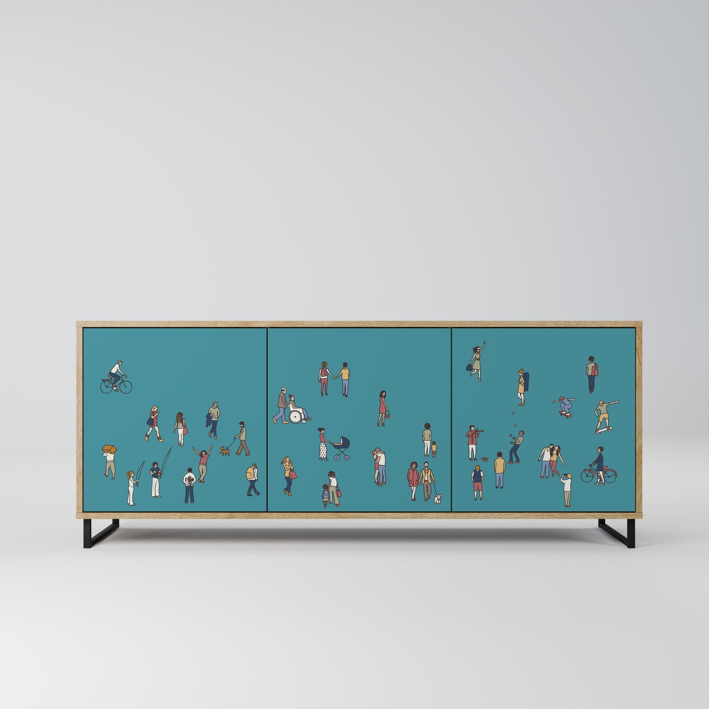 COLLECTIVE STREAM 3-Door Sideboard in Oak Effect