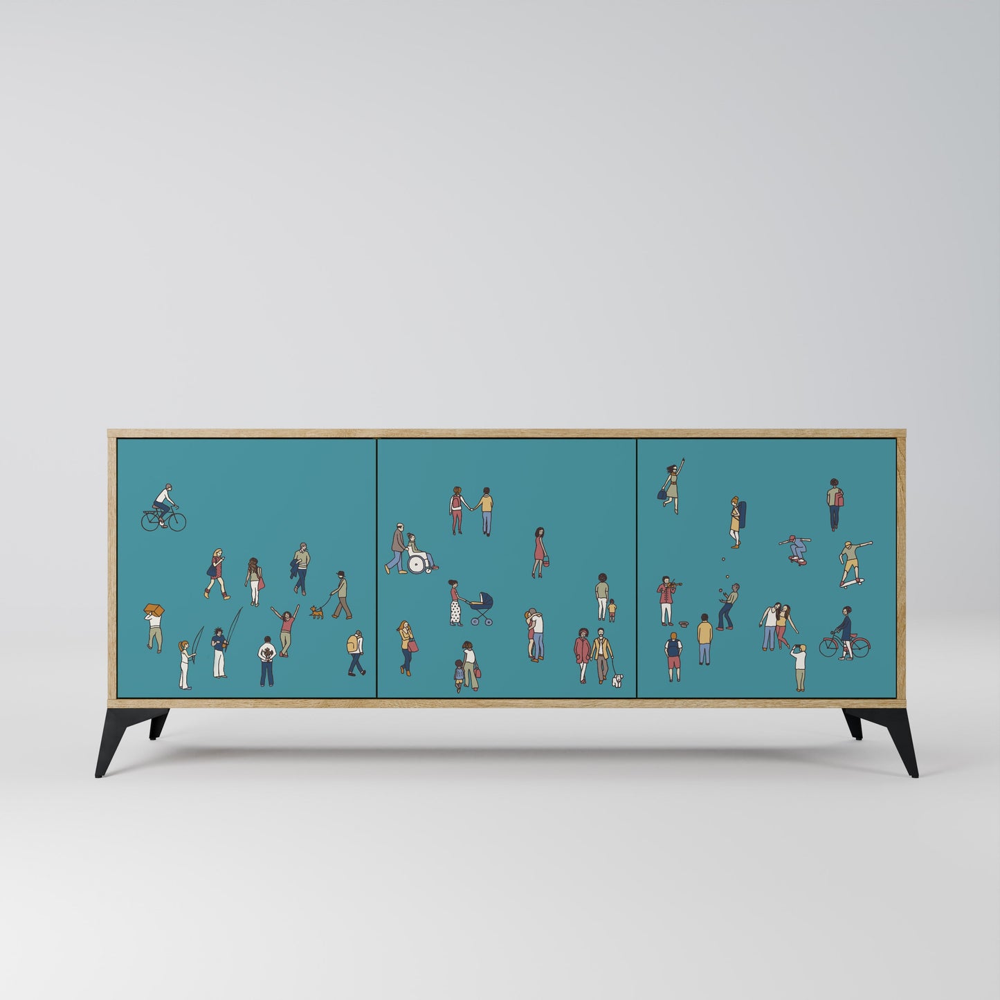 COLLECTIVE STREAM 3-Door Sideboard in Oak Effect