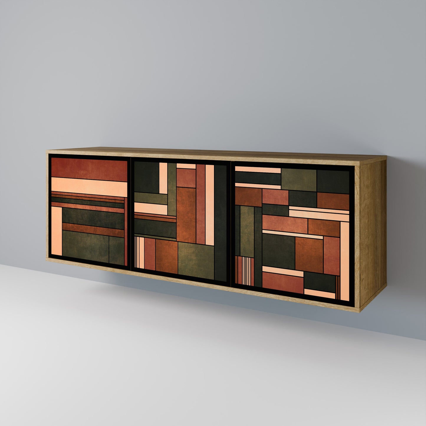 Credenza a 3 ante FIGURES OF NATURE in effetto rovere