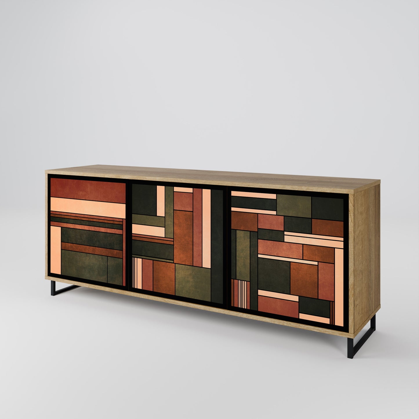 Credenza a 3 ante FIGURES OF NATURE in effetto rovere