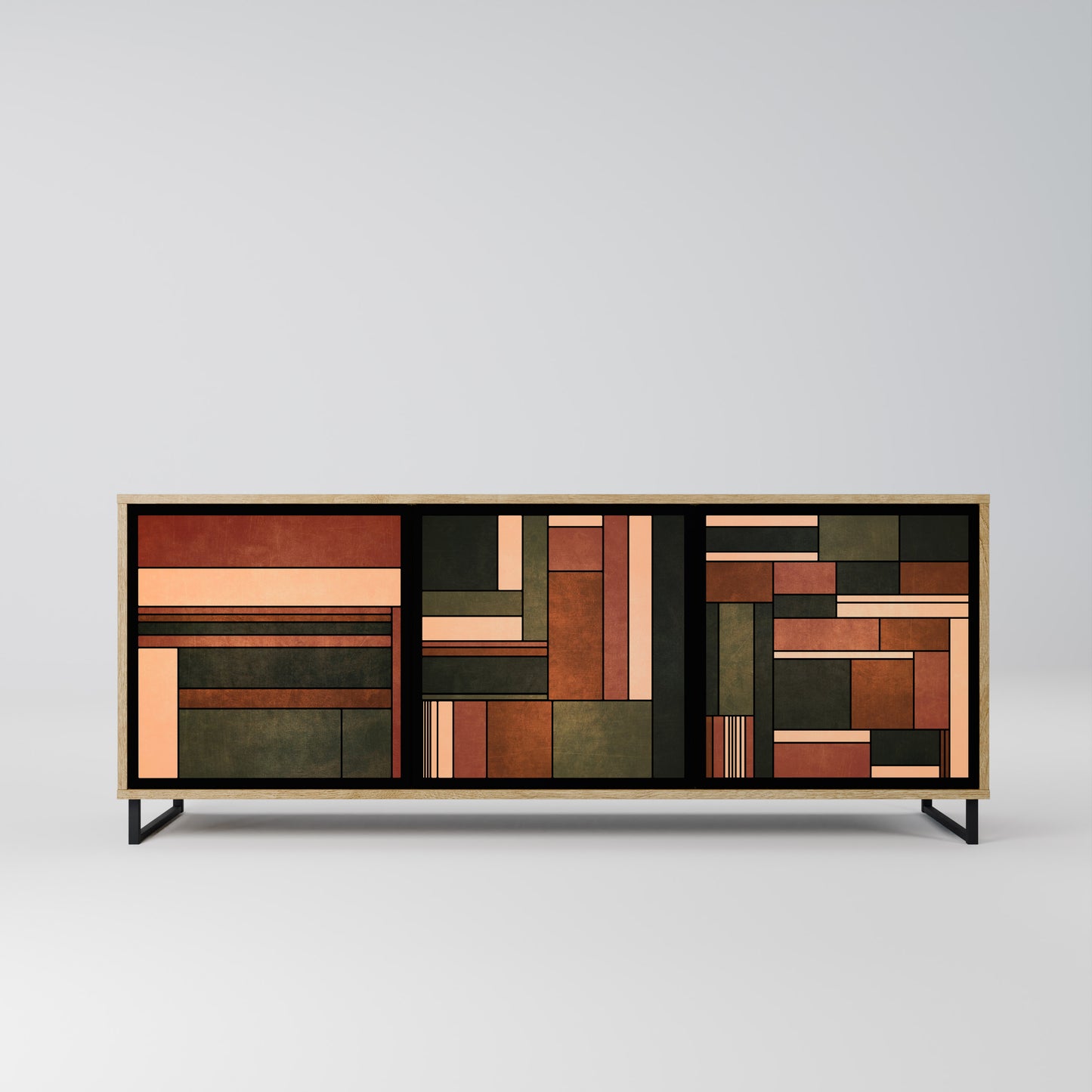 Credenza a 3 ante FIGURES OF NATURE in effetto rovere