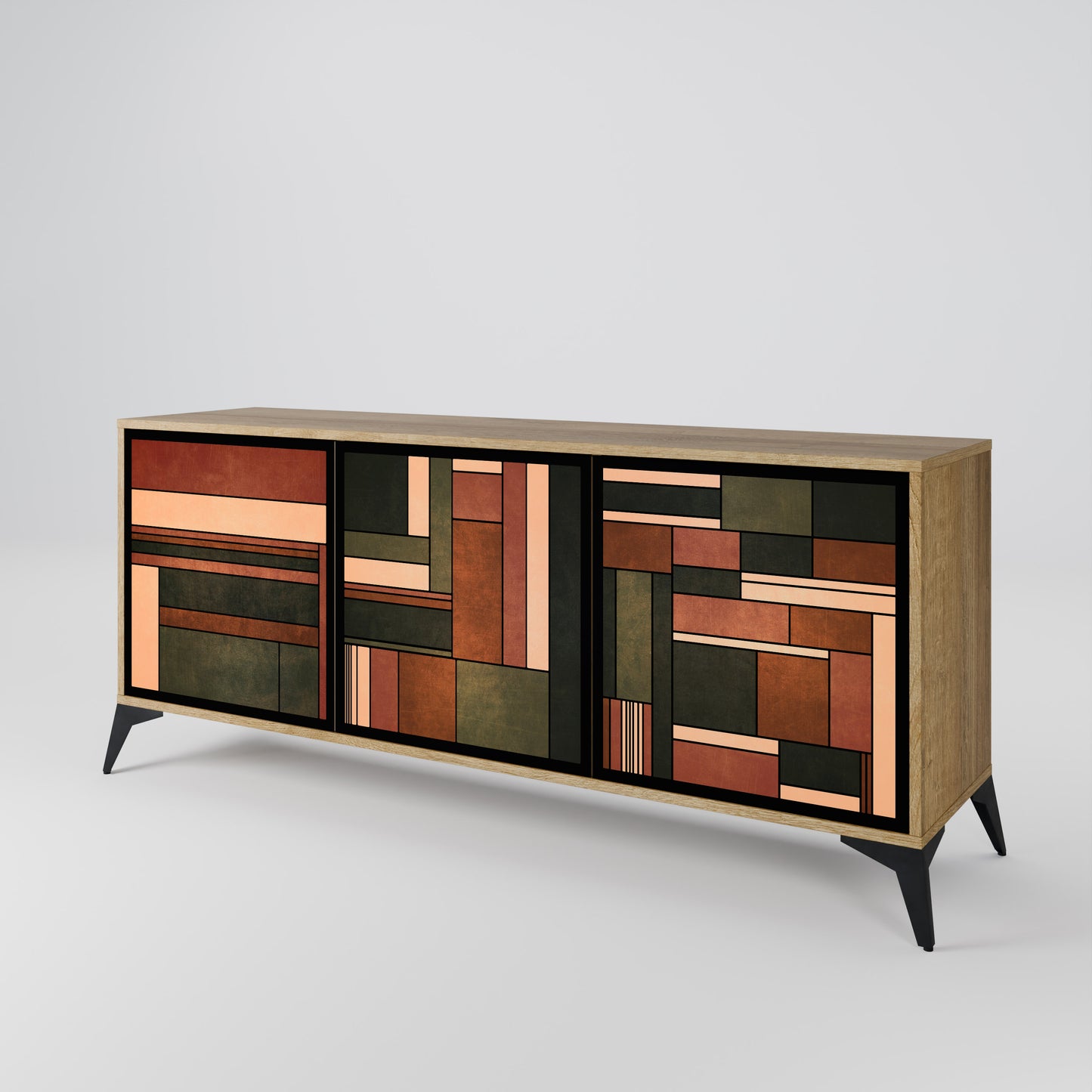 Credenza a 3 ante FIGURES OF NATURE in effetto rovere