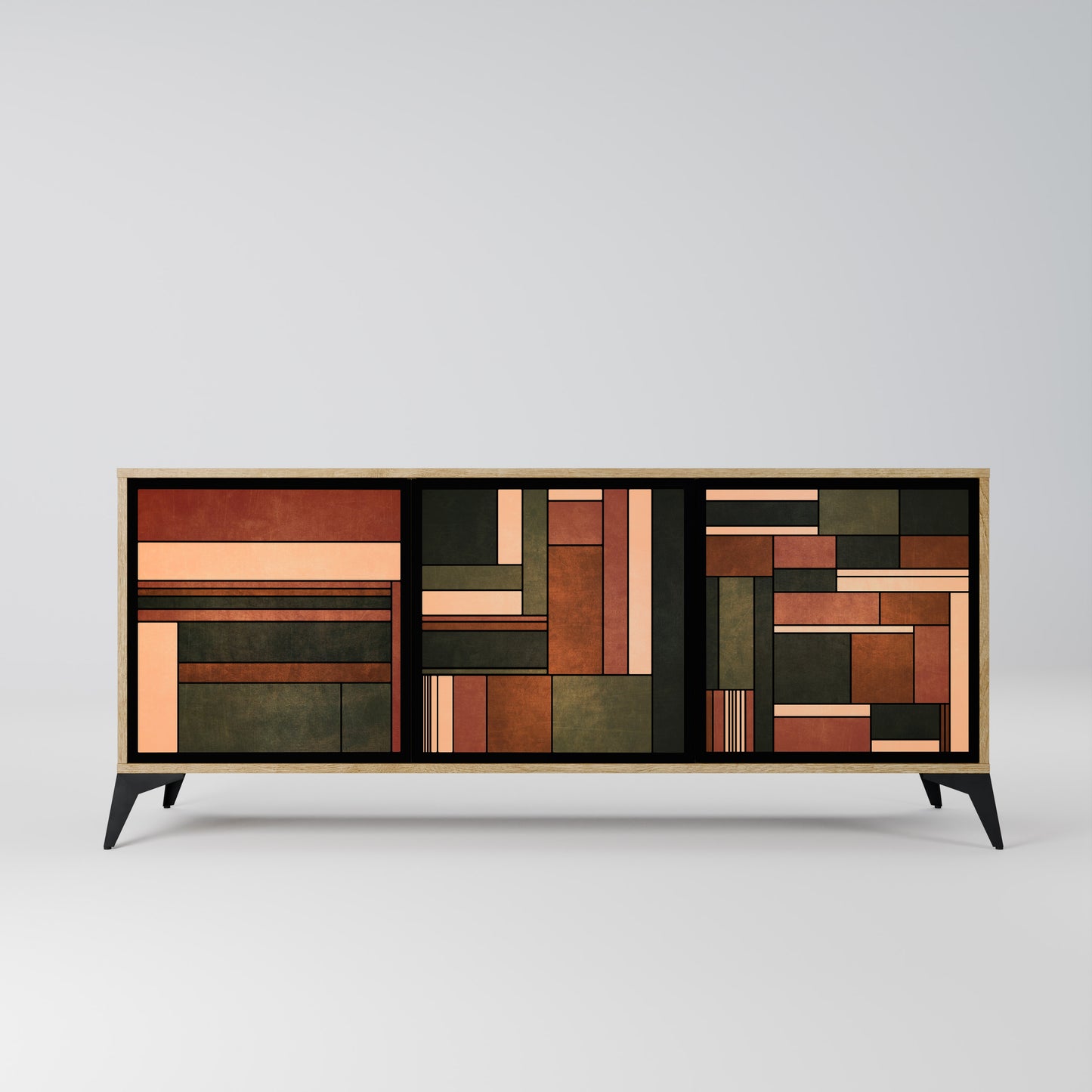 Credenza a 3 ante FIGURES OF NATURE in effetto rovere