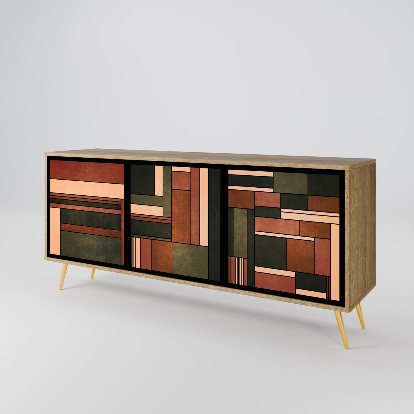 Credenza a 3 ante FIGURES OF NATURE in effetto rovere